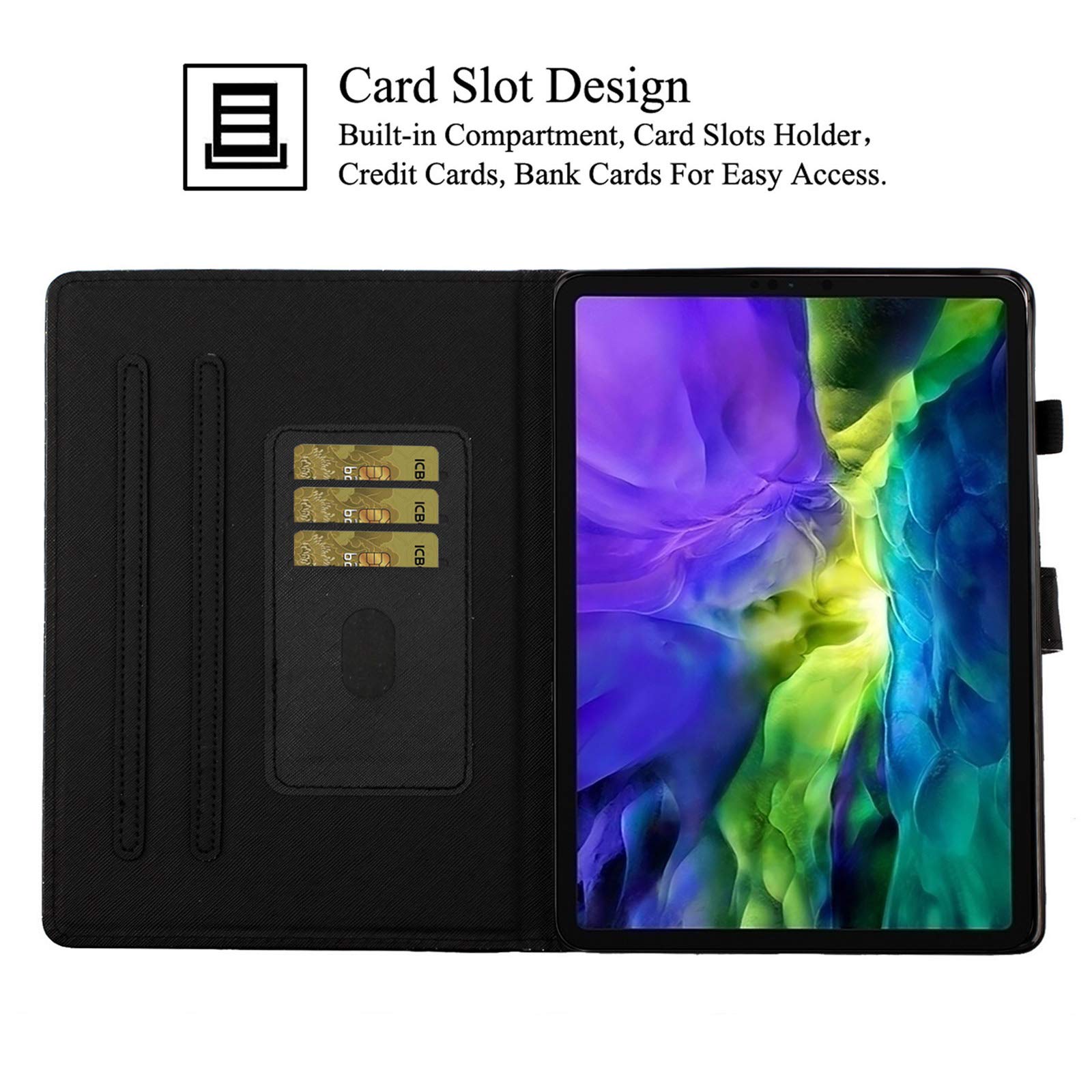 Premium iPad Pro 11 Inch Case (2021/2020/2018 Models) - Multi-Angle Stand with Card Slots, Auto Sleep/Wake Protective Cover - Perfect for Work, Travel & Home Use - Blue