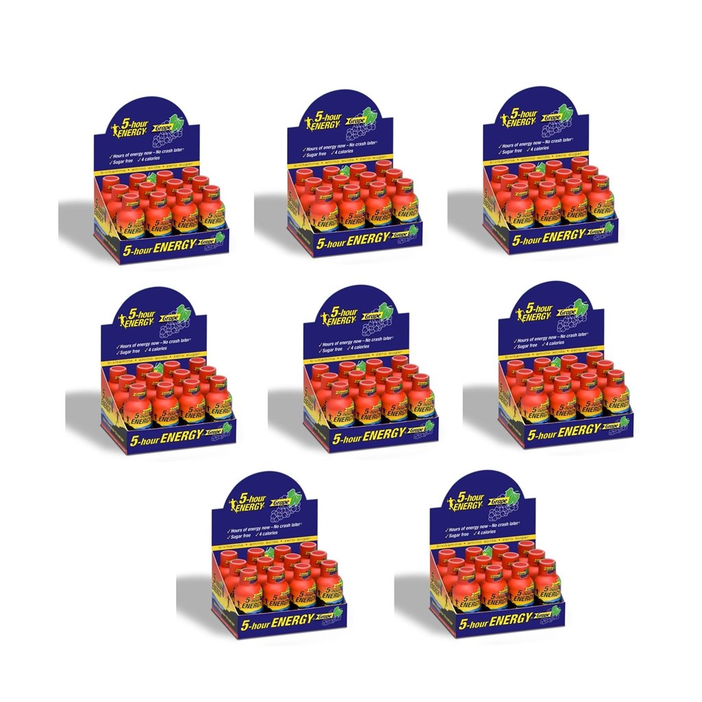 5 Hour Energy Shot Grape Flavor - 96 Pack of 2oz Bottles for Energy Boost, Workout & Focus | Caffeine Supplement for Adults