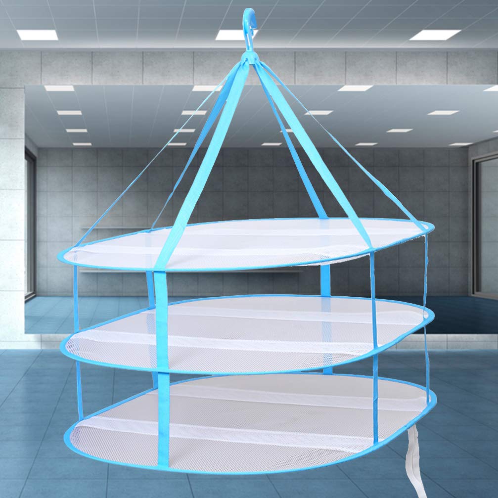 Collapsible Drying Rack for Clothes - 3-Tier Mesh Laundry Basket for Socks, Sweaters & Towels | Foldable Space-Saving Clothes Dryer | Perfect for Apartments, Camping & Solar Dehydrating