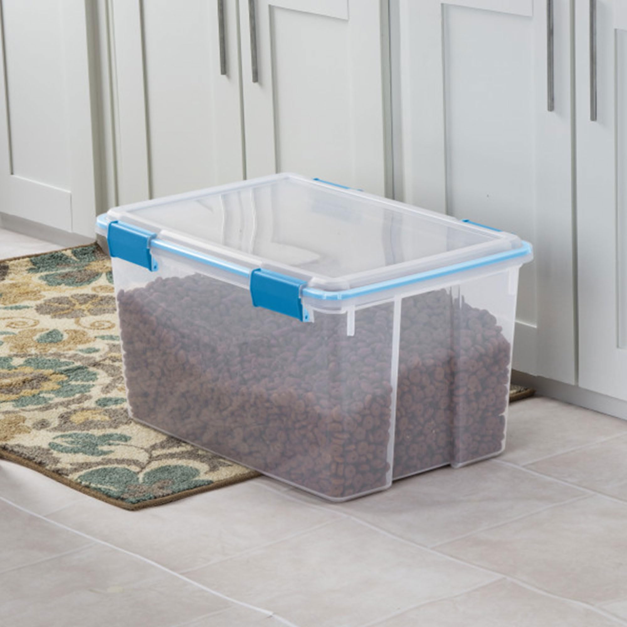 Sterilite 12-Pack 54 Quart Clear Plastic Storage Bins with Secure Latching Lids - Airtight Gasket Box for Home Organization, Closet Storage & Seasonal Decor