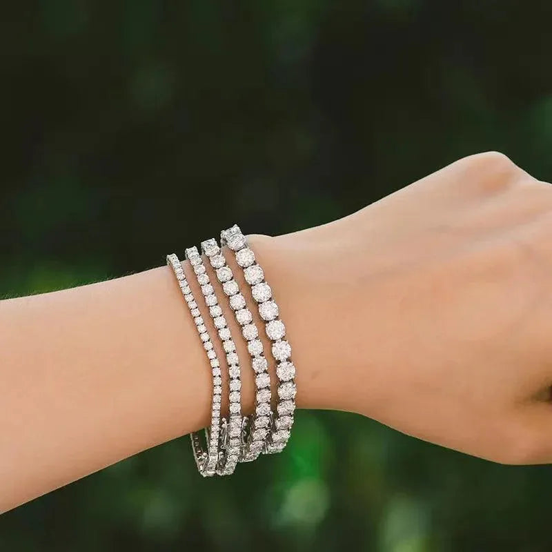 10K Real Gold Moissanite Tennis Bracelet for Women - 2-3mm D Color VVS1 Moissanite Diamond Link Chain Bangle (Passes Diamond Tester) - Perfect Gift for Anniversary, Wedding & Special Occasions