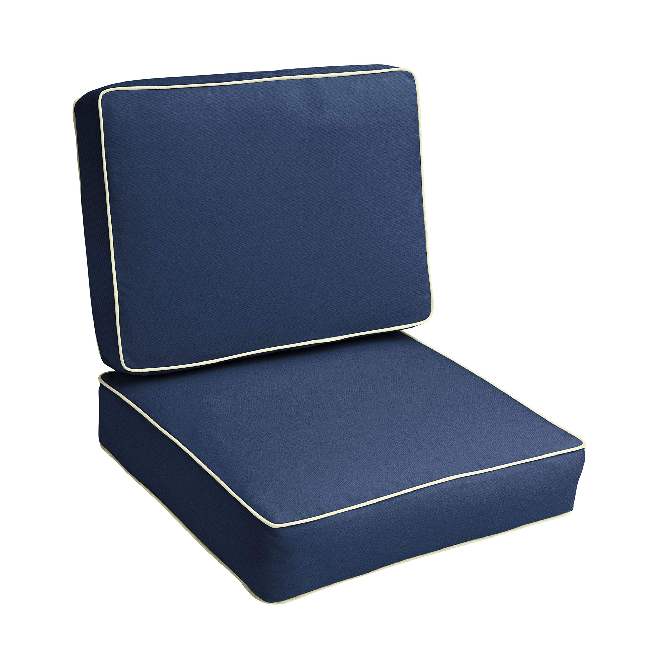 Sunbrella Outdoor Cushion Set - Navy Blue Water-Resistant 22x22x4 Inch Seat & Back Cushions for Patio Furniture - Perfect for Deck, Poolside & Garden Lounge Chairs