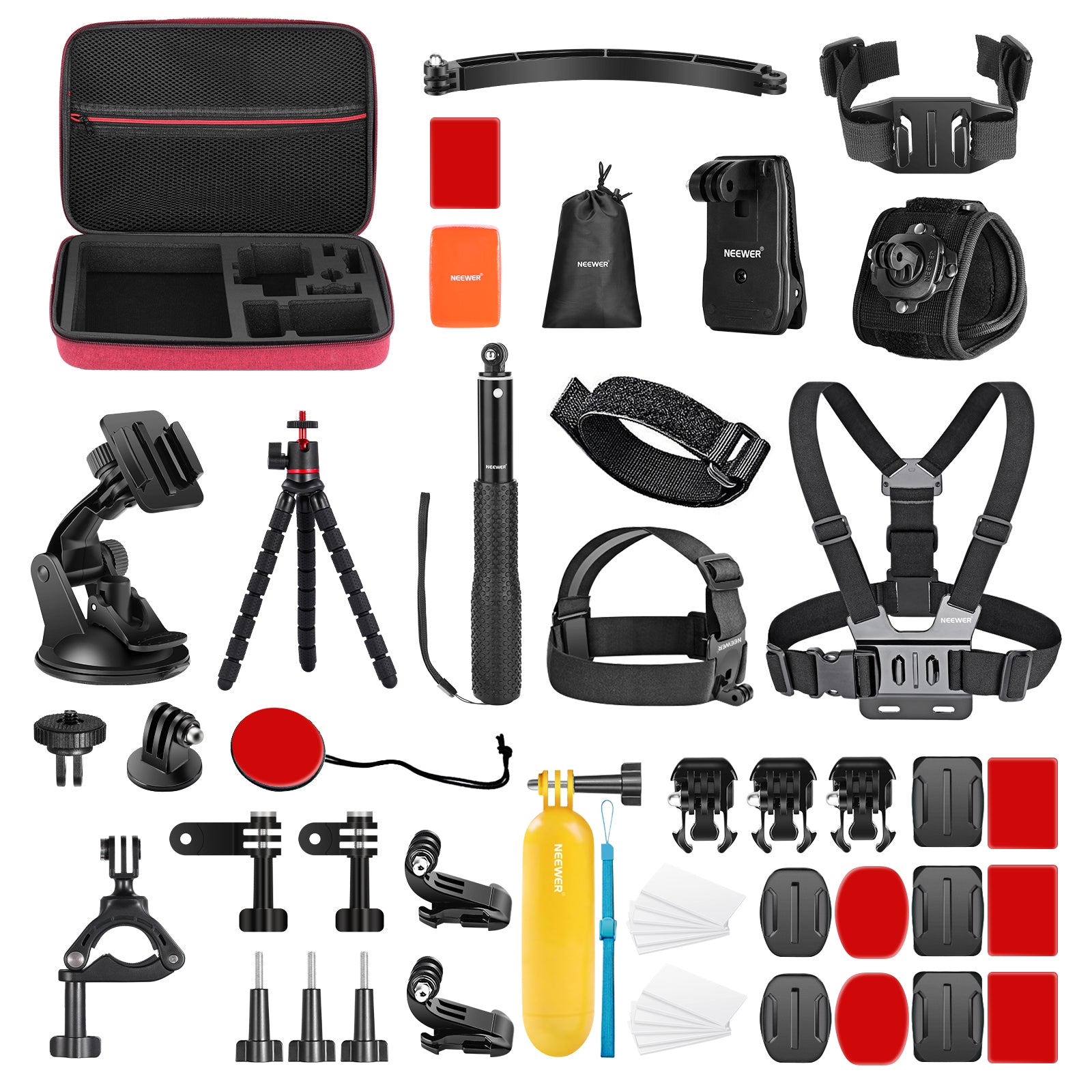 NEEWER 50-in-1 Action Camera Accessories Kit for GoPro Hero 11/10/9/8/7, DJI Osmo, AKASO - Waterproof Case, Mounts, Batteries - Perfect for Vlogging, Travel, Sports & Underwater Adventures