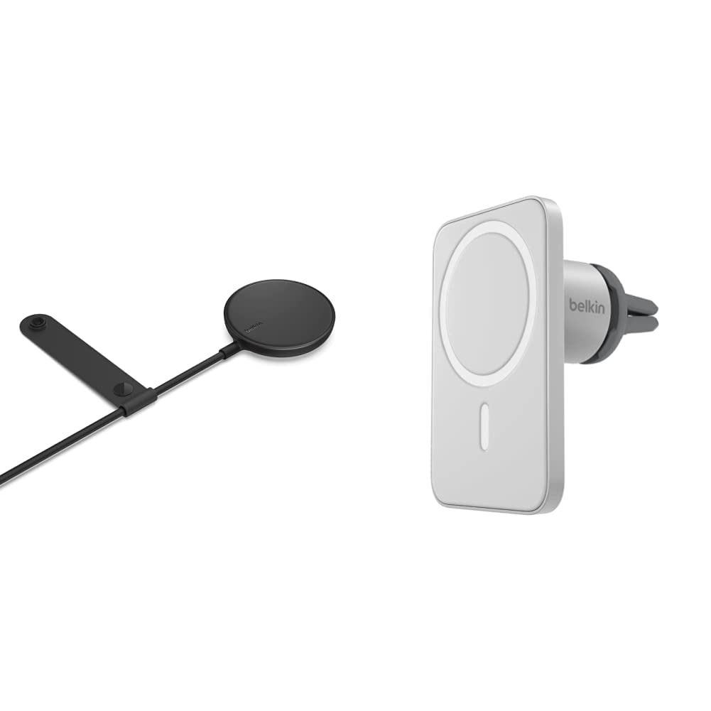 Belkin Magnetic Wireless Charger with MagSafe Car Vent Mount PRO - Compatible with iPhone 13, 12, Pro, Pro Max, Mini | Fast Charging Power Supply Included | Perfect for Driving, Commuting & Road Trips