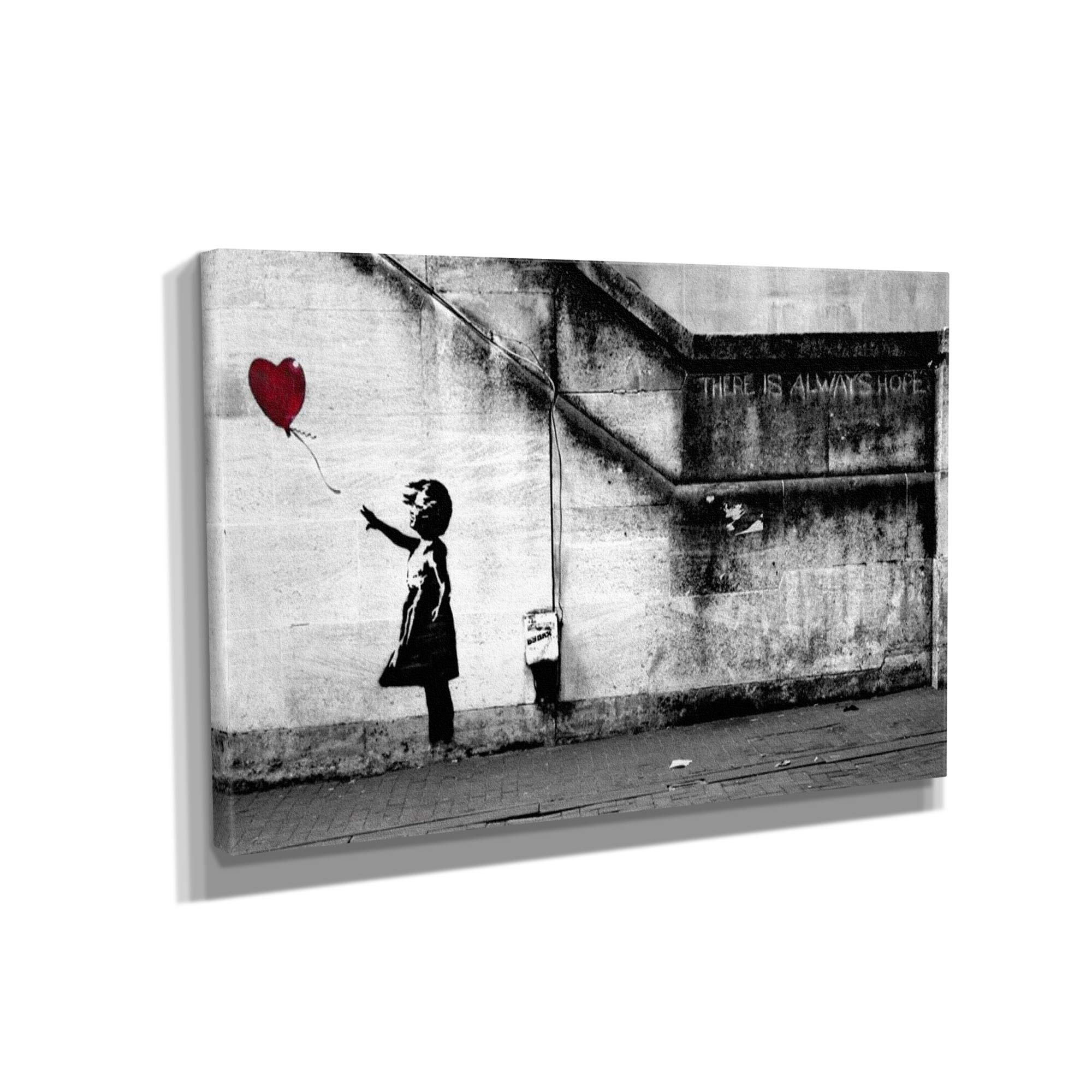 Banksy Balloon Girl 'There Is Always Hope' Canvas Wall Art Print - 45x30 Inch Gallery Wrapped, Street Art Home Decor for Living Room, Bedroom & Office