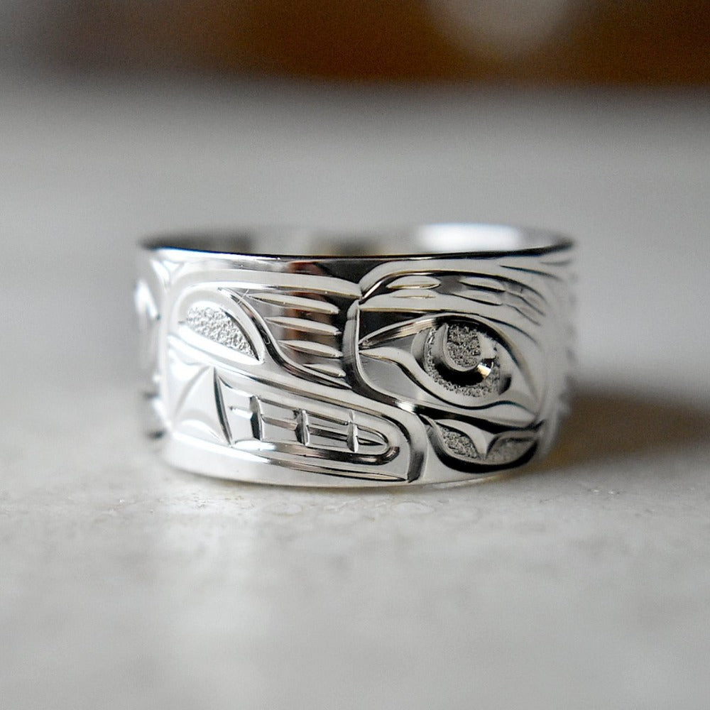 Flat & Tapered Totem Ring by Joe Descoteaux - Handcrafted Silver Stackable Ring for Women, Boho Jewelry - Perfect for Everyday Wear, Layering & Spiritual Style