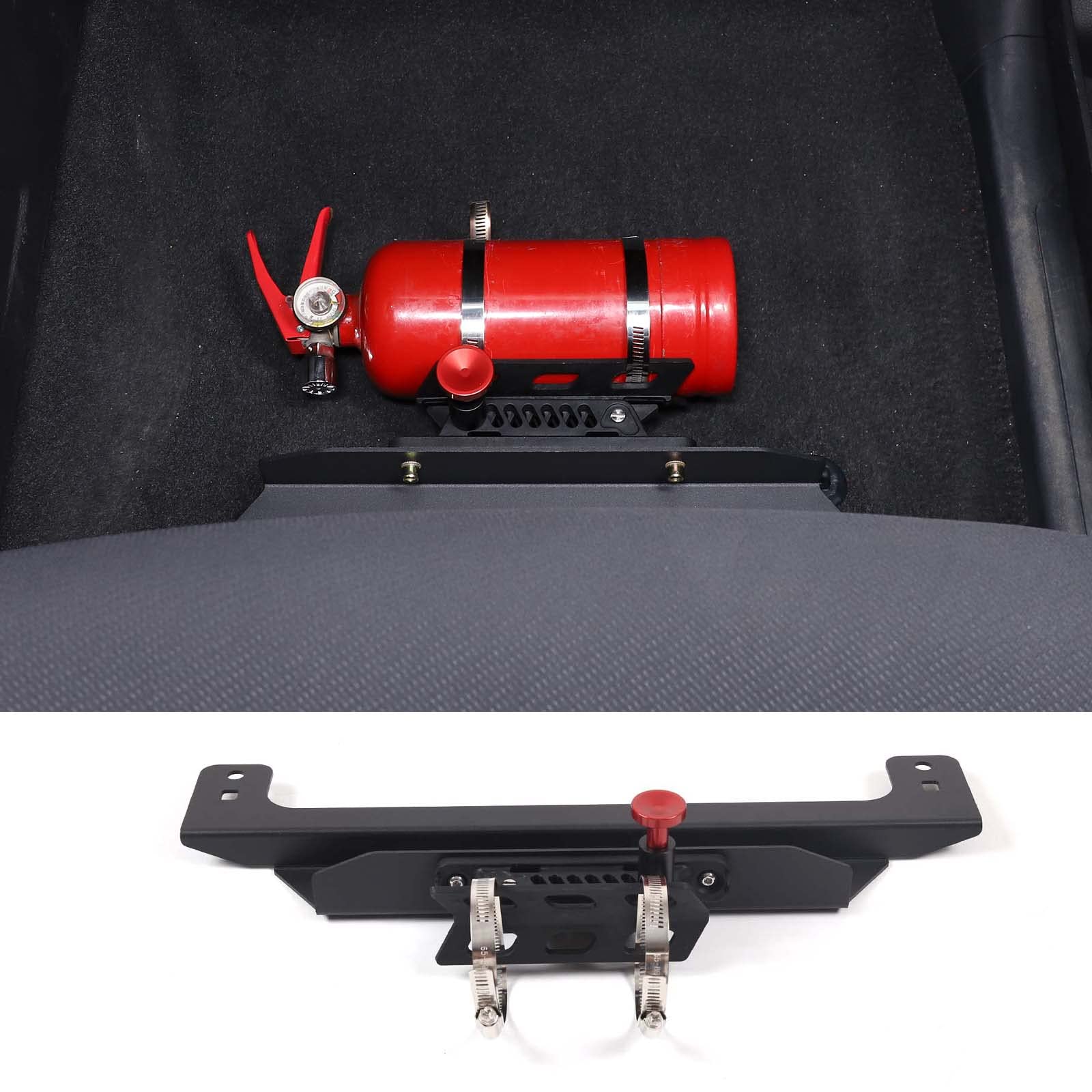 Quick Release Adjustable Aluminum Fire Extinguisher Mount Bracket - Universal Car Seat Holder for Toyota Tundra 2022-2023 | Heavy Duty Vehicle Safety Accessories | Perfect for Off-Roading, Camping & Emergency Preparedness