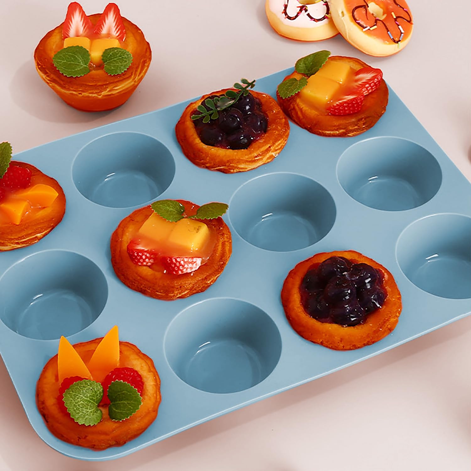 7-in-1 Non-Toxic Silicone Bakeware Set - BPA Free Round & Square Cake Pan, Loaf Pan, Muffin Tray for Oven Baking | Perfect for Bread, Pizza, Cheesecake, Cupcakes & Desserts | Ideal for Home Bakers, Holiday Cooking & Party Treats