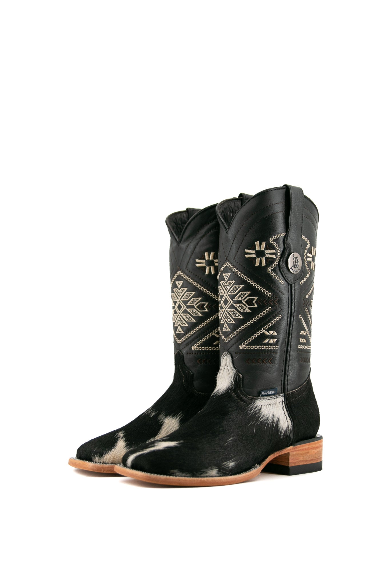 Women's Square Toe Cowhide Cowgirl Boots - Size 7.5 Western Style Leather Riding Boots for Country Dancing, Rodeo & Casual Wear - JW65 Box
