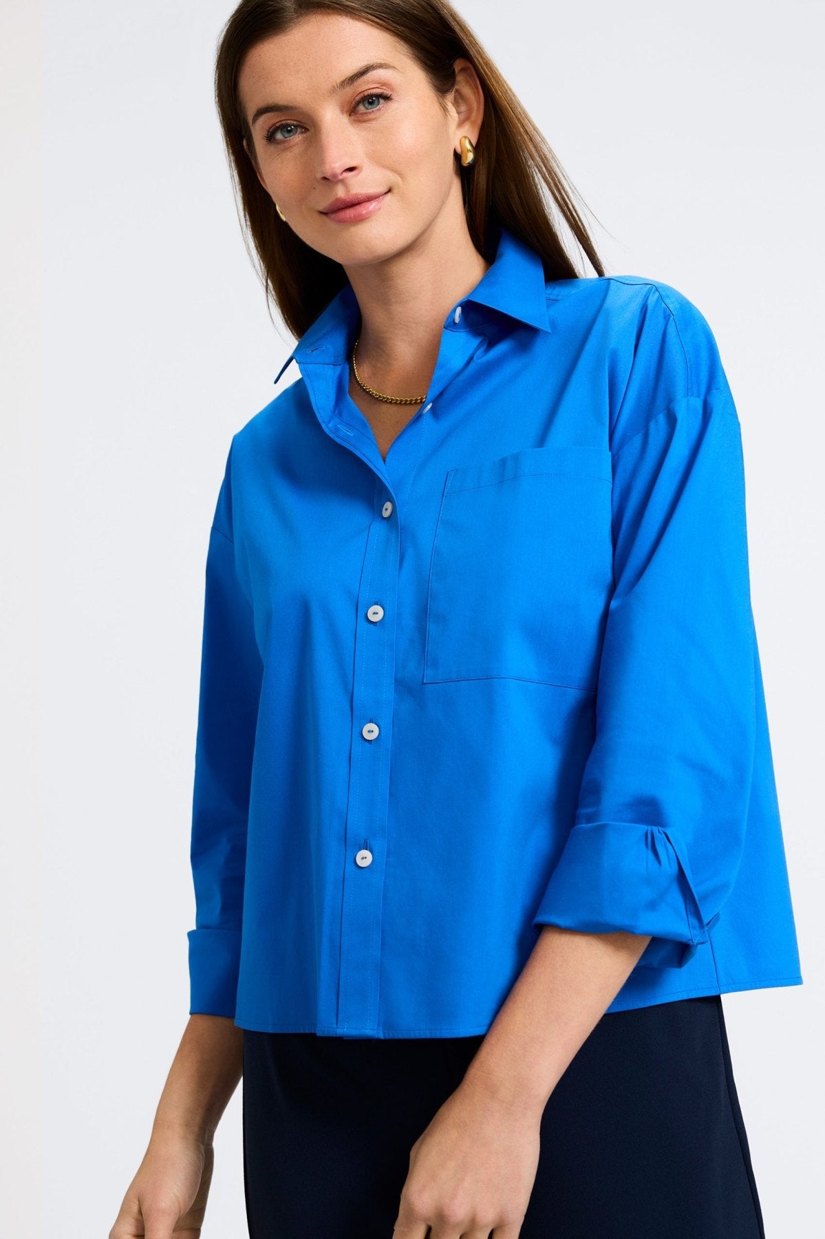 Marina Wrinkle-Free Stretch Long Sleeve Shirt for Women - Comfortable Office Wear & Casual Outfits