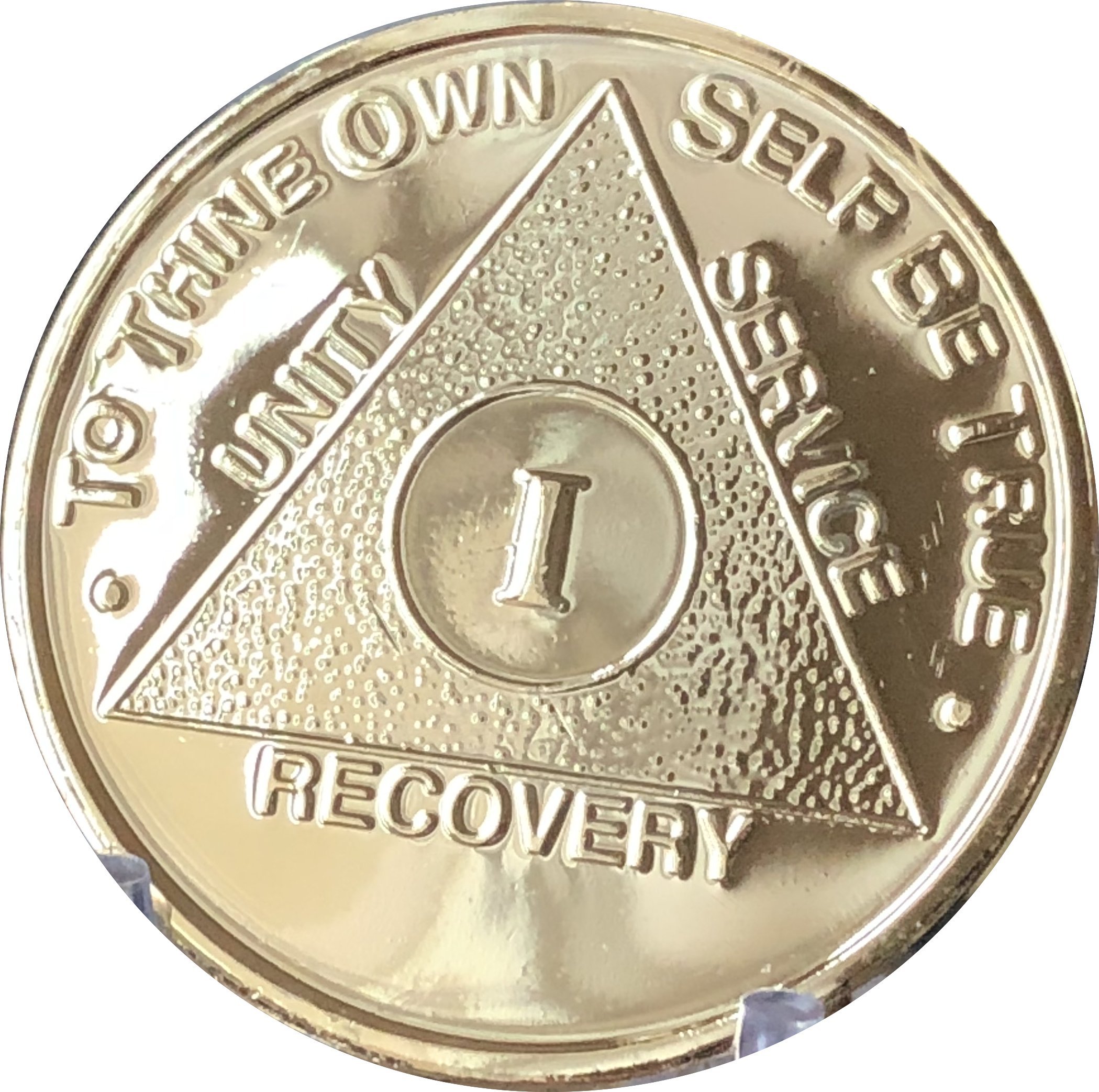 1 Year AA Medallion Gold Plated Anniversary Chip - Commemorative Sobriety Token for Alcoholics Anonymous Recovery Milestones, Perfect for 12-Step Program Gifts and Celebration Events