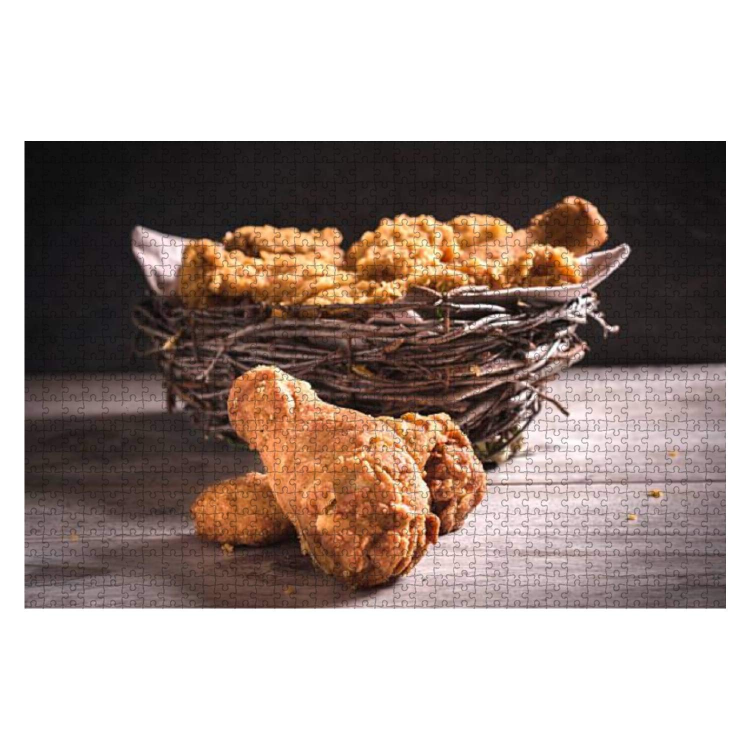 1000 Piece Wooden Jigsaw Puzzle - Chicken Drumsticks Theme, DIY Educational Puzzle for Kids & Adults, Stress Relief Toy, Creative Home Decor Game | Perfect for Family Bonding, Classroom Learning & Relaxation Activities