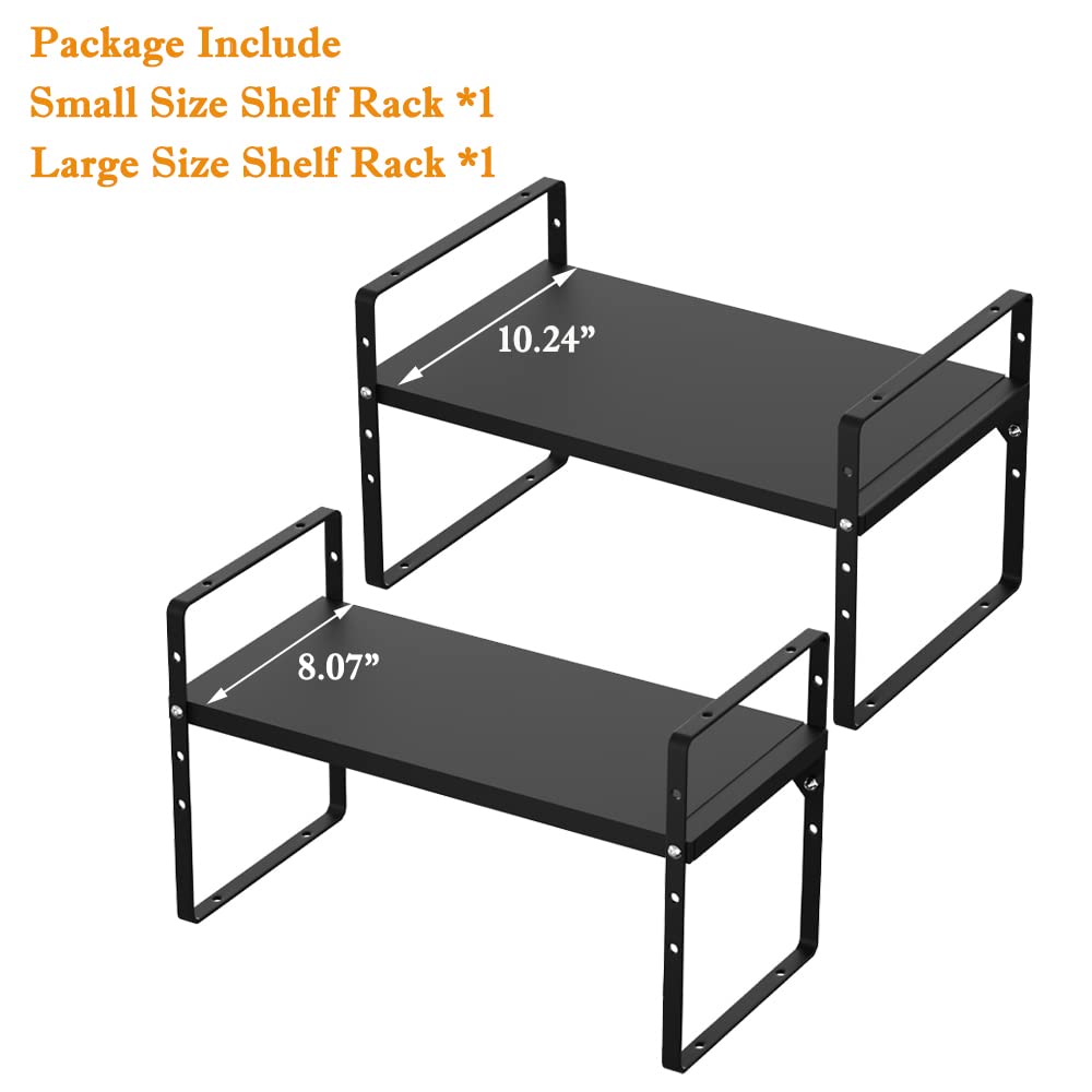 Expandable Cabinet Shelf Organizer - Stackable Spice Rack for Kitchen Pantry, Countertop & Cupboard - 2 Pack (8.07