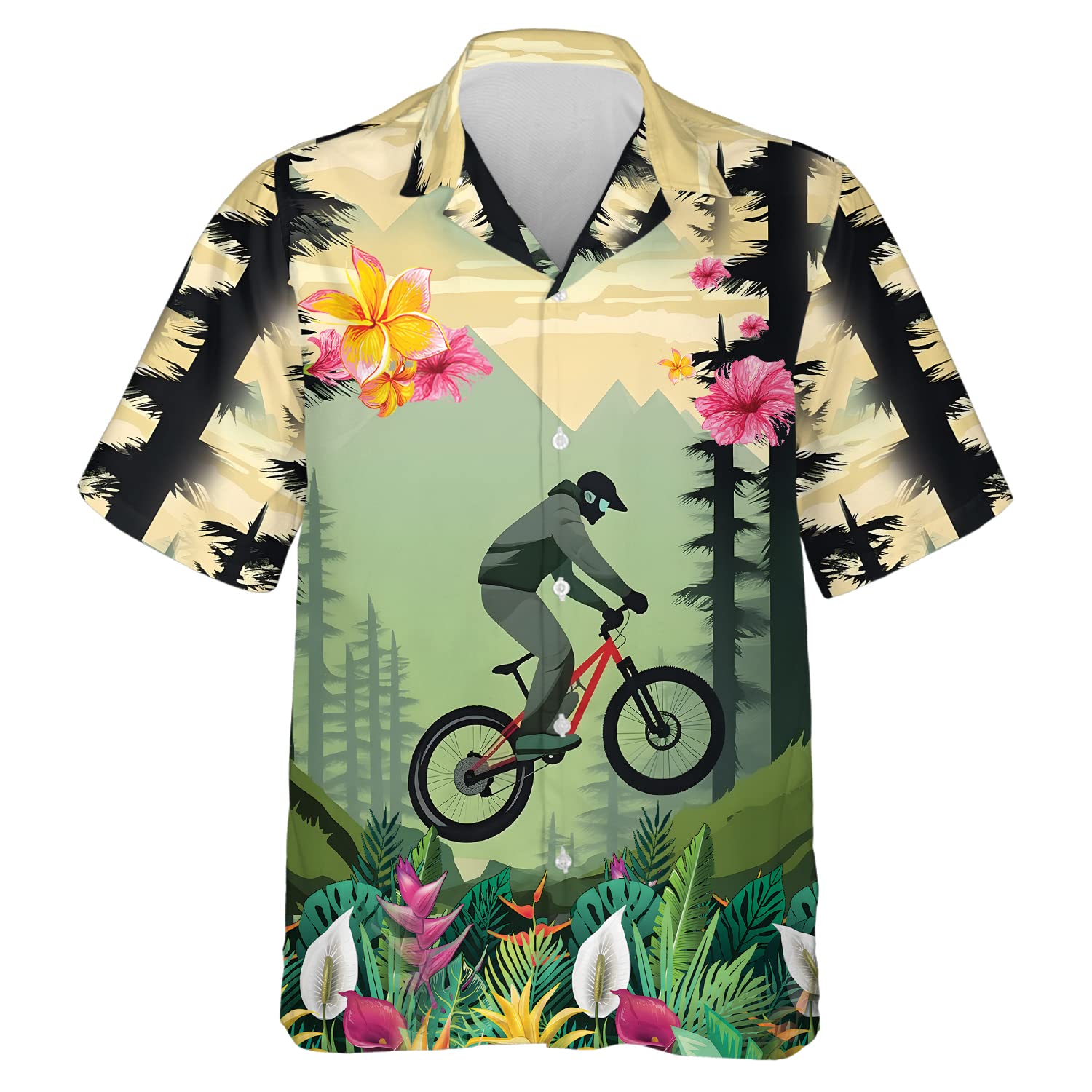 Men's & Women's Breathable Cycling Hawaiian Shirts - Quick-Dry Short Sleeve Button Down Shirts for Athletic Activities | Perfect for Biking, Beach Outings & Summer Vacations - Series 63