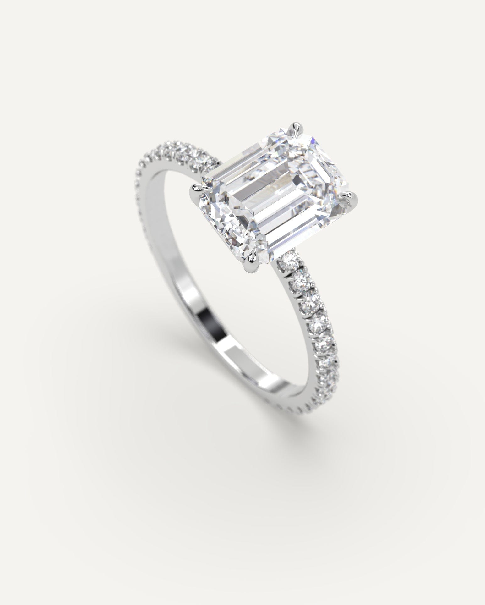 2 Carat Emerald Cut Diamond Engagement Ring for Women - 14K White Gold Wedding Band, Elegant Solitaire Promise Ring - Perfect for Proposals, Anniversaries & Special Occasions