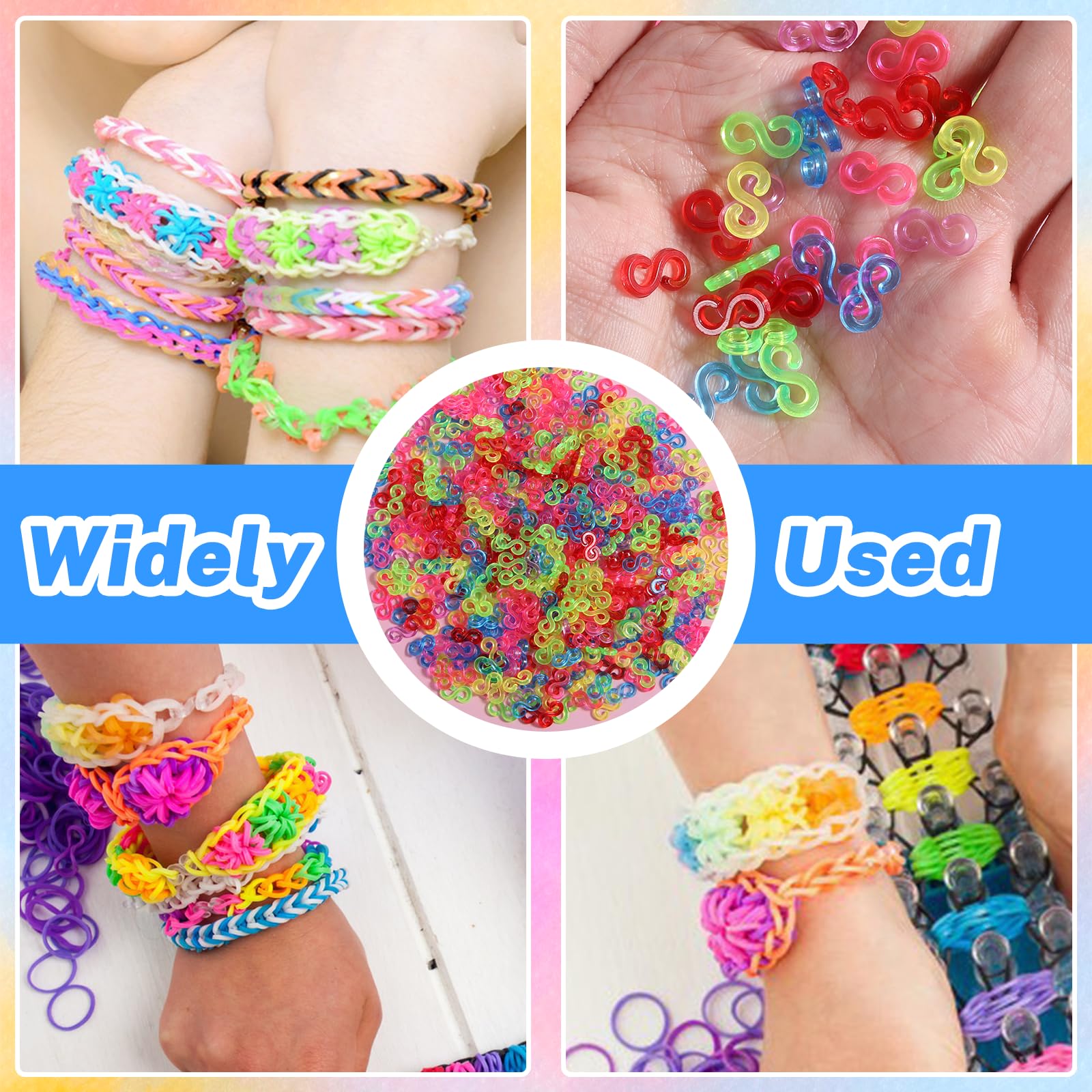1500 Pcs Rubber Band S Clips - Loom Band Clips for DIY Bracelet Making, Plastic Connector Refills for Rainbow Loom Bracelets - Perfect for Kids Crafts, Jewelry Making & DIY Projects