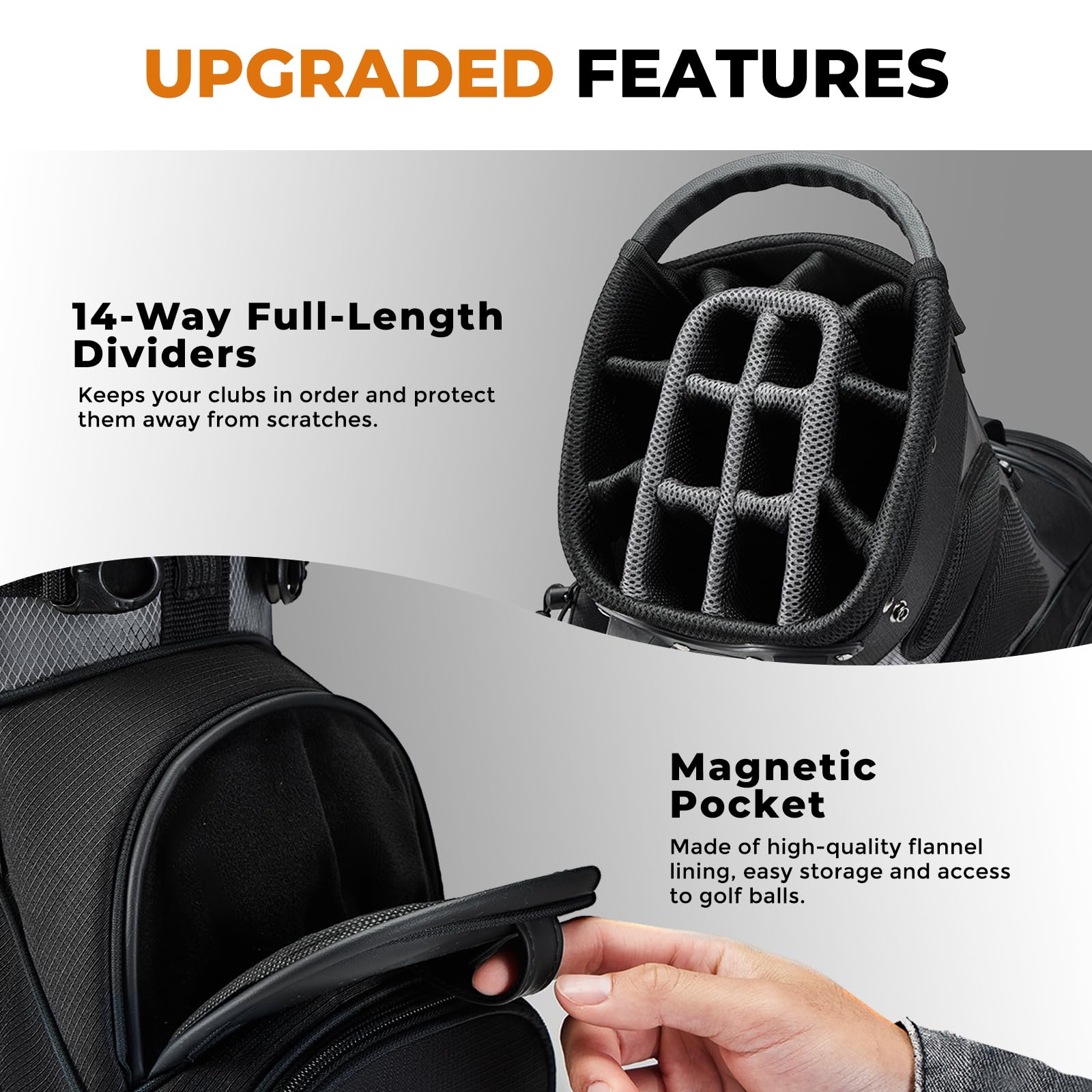 **14-Way Divider Lightweight Golf Stand Bag for Men & Women – Multiple Pockets, Dual Strap & Rain Cover – Perfect for Driving Range, Tournaments & Travel**