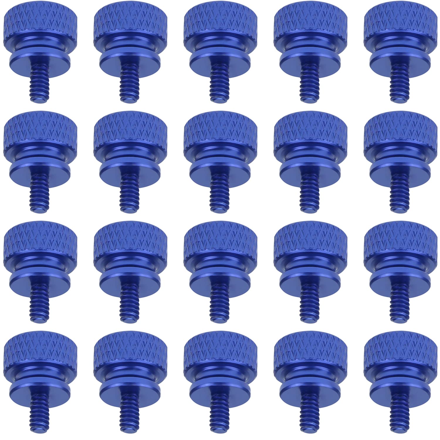 20-Pack 6-32 Thread Blue Anodized Aluminum Thumb Screws for Computer Case, Cover, Power Supply & Hard Drives - Secure PC Components with Easy Hand-Tightening (Perfect for DIY PC Builds & Upgrades)