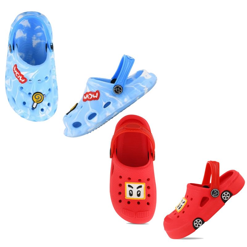 ONFEET Pack of 2 Stylish Kids Clogs for Boys & Girls - Comfortable & Durable Slip-On Shoes for Indoor/Outdoor Play, School & Beach
