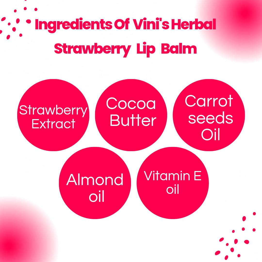Strawberry Lip Balm for Dry & Chapped Lips - Nourishing Moisturizer with Cocoa Butter, Almond Oil & Vitamin E - Intense Hydration for Men & Women (8g) | Perfect for Winter Care, Daily Lip Protection & On-The-Go Use