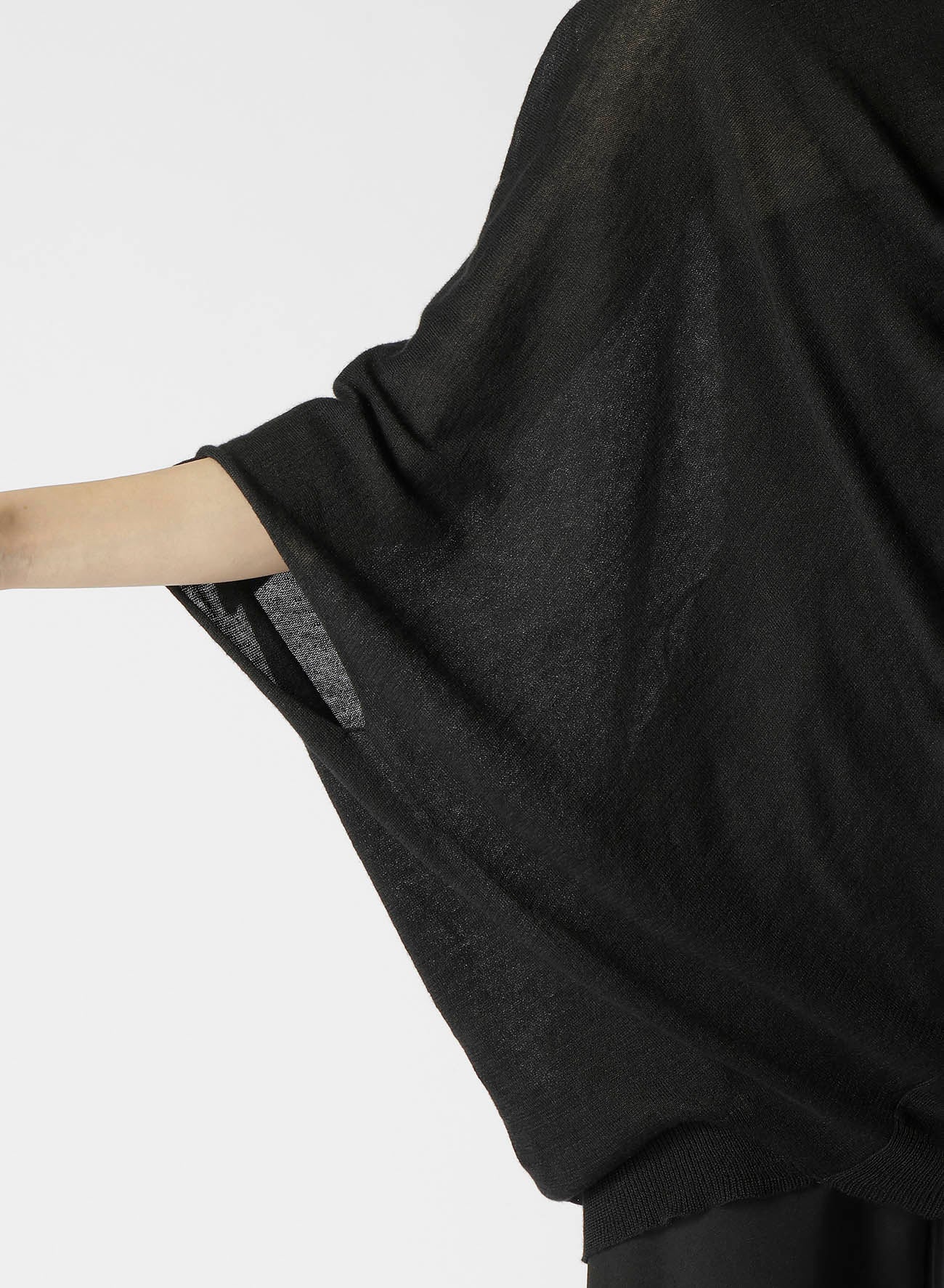 14G1P Low Tension Plain Stitch Drape Detail Short Sleeve Pullover Sweater - Casual Comfort Wear for Everyday Outfits & Layering