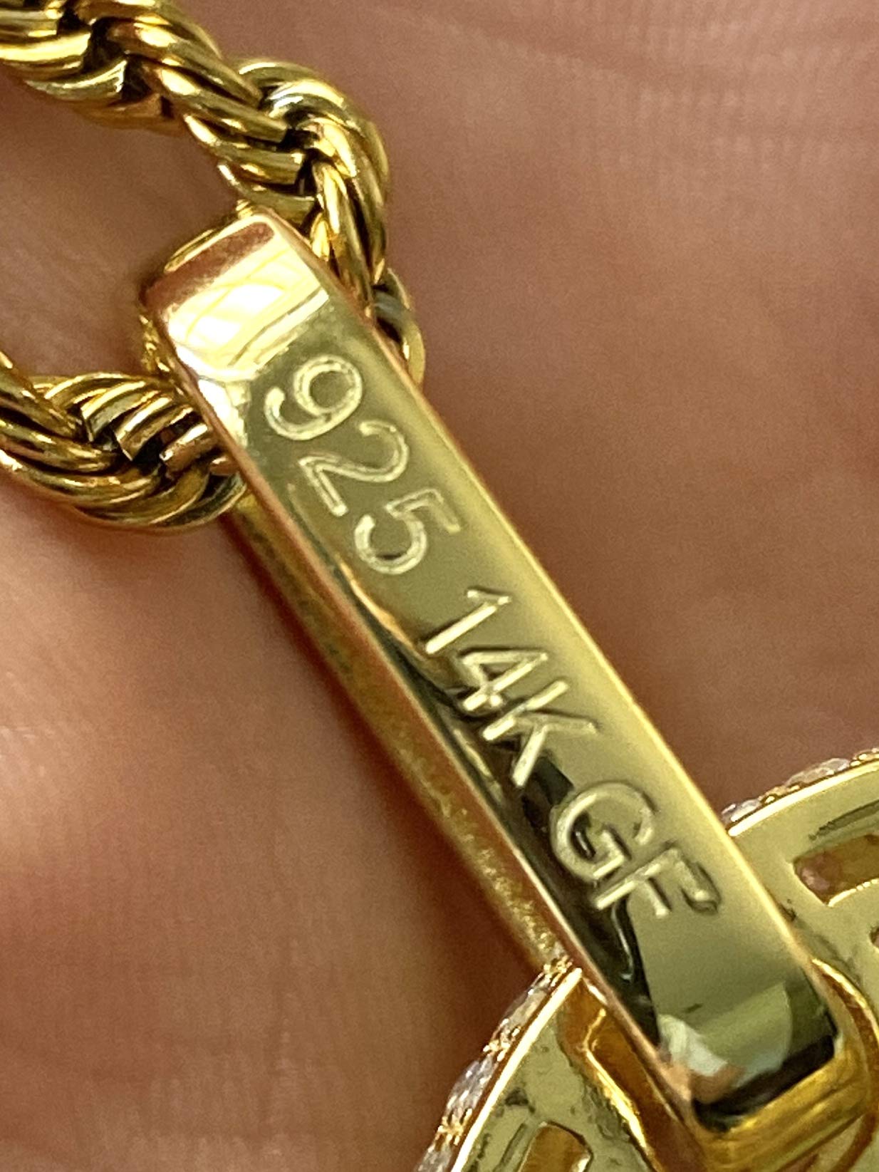925 Sterling Silver Iced Out Baguette Cross Dog Tag Pendant with 2mm Stainless Steel Rope Chain Necklace (16