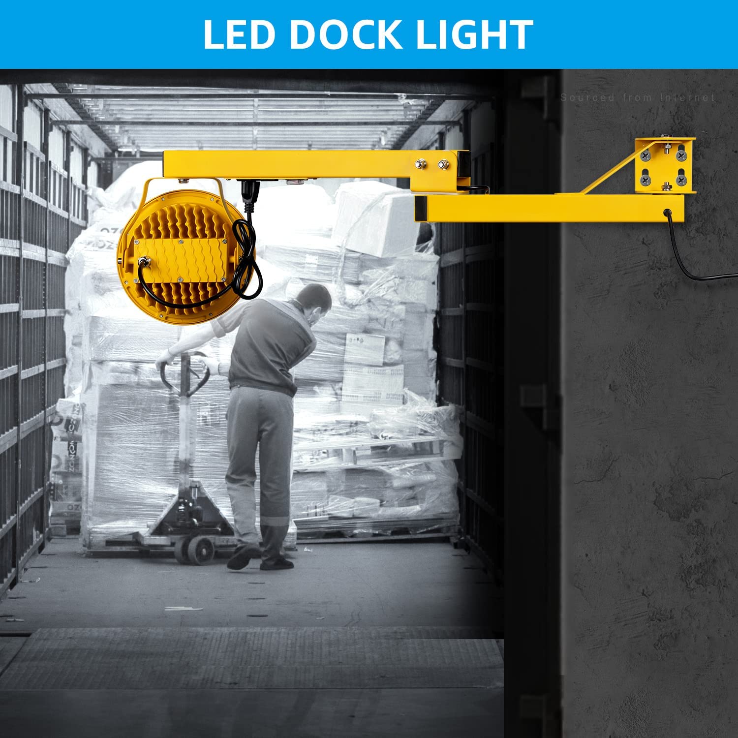 LEONLITE 50W LED Loading Dock Light - 45 Inch Adjustable Double Swing Arm Work Light with 360° Rotatable Head, 5700K Daylight White, IP65 Waterproof - ETL Certified for Trailers, Docks, Warehouses & Containers | Perfect for Nighttime Loading, Outdoor Workspaces & Industrial Lighting