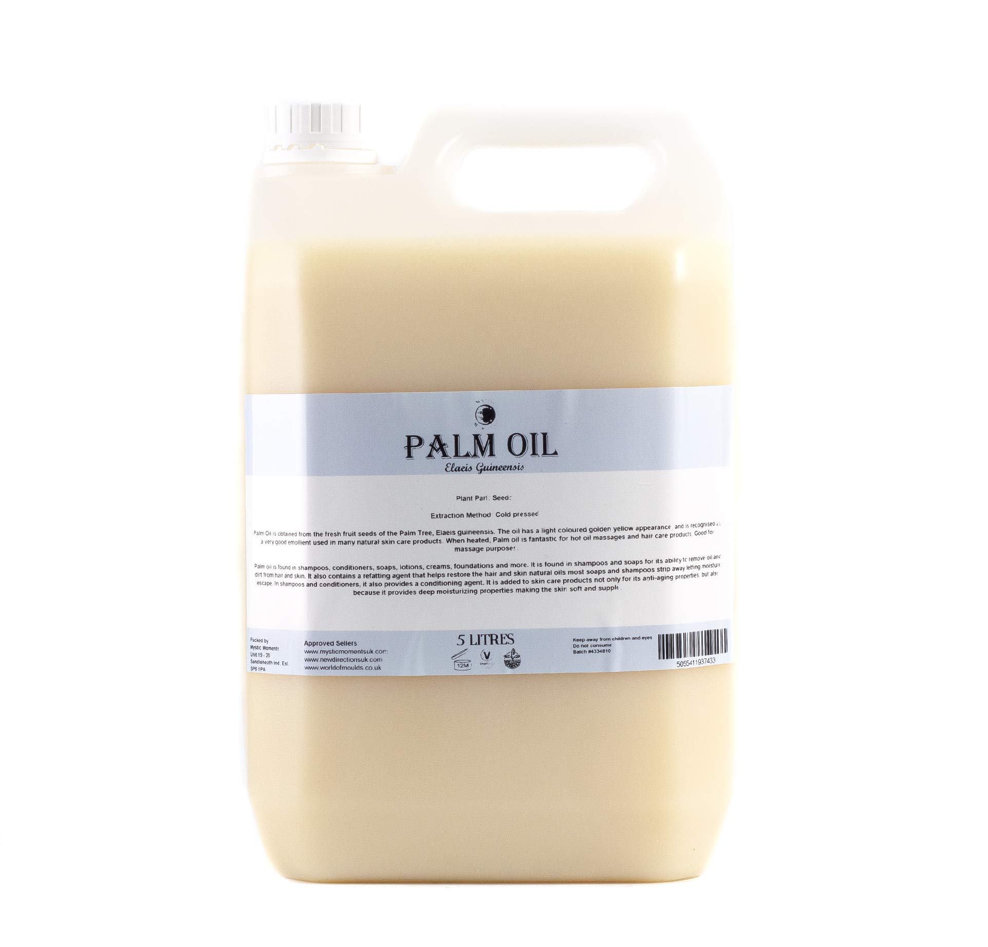 Pure & Natural Palm Carrier Oil - 10 Liters | Vegan, GMO-Free, RSPO Certified | For Hair Care, Facial Moisturizing, Nail Treatment, Aromatherapy & Massage | Perfect for DIY Beauty Products & Essential Oil Dilution