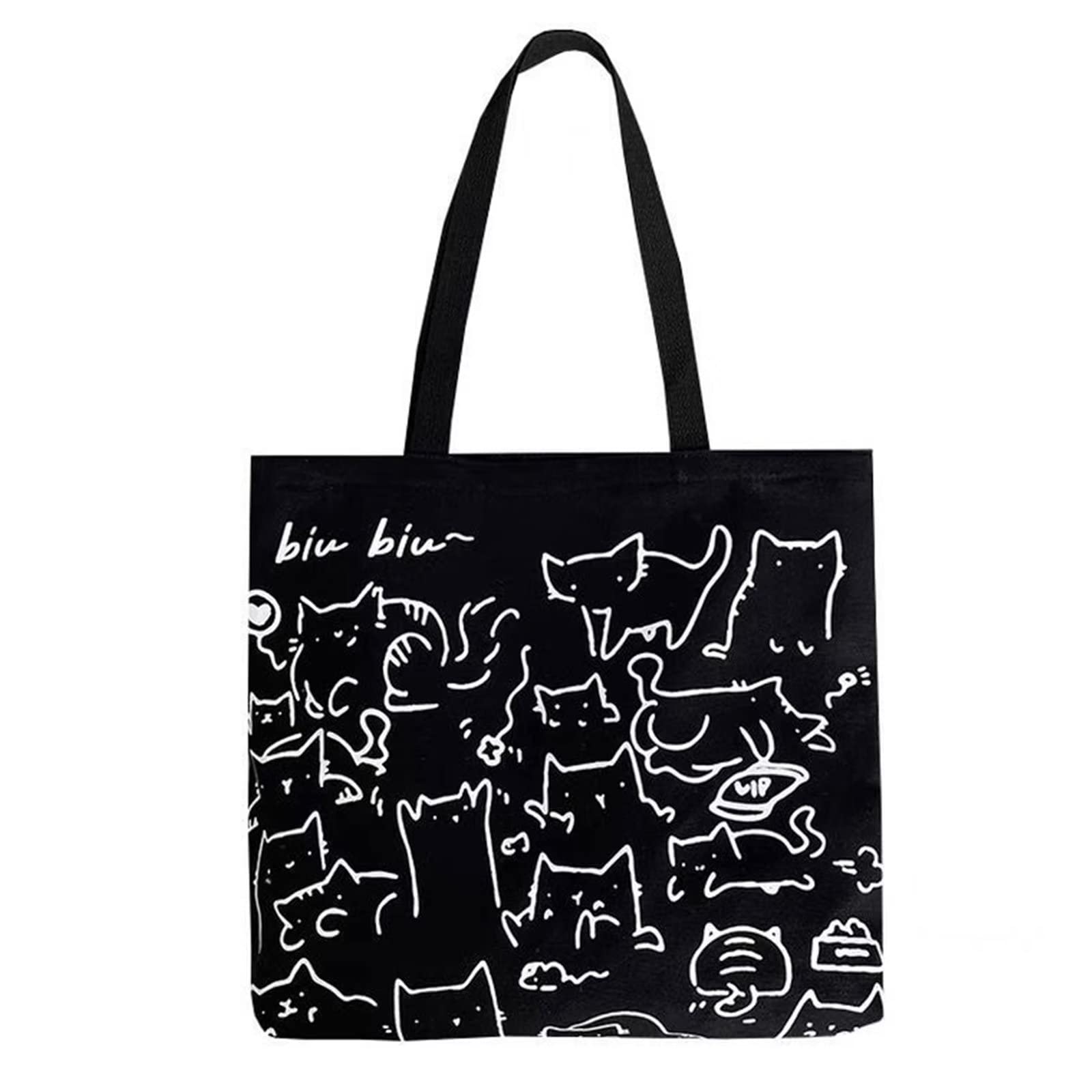 Stylish Women's Canvas Tote Bag with Cute Cat Print - Fashionable Graphic Shoulder Bag & Crossbody Handbag for Casual Outings, Work, or Shopping