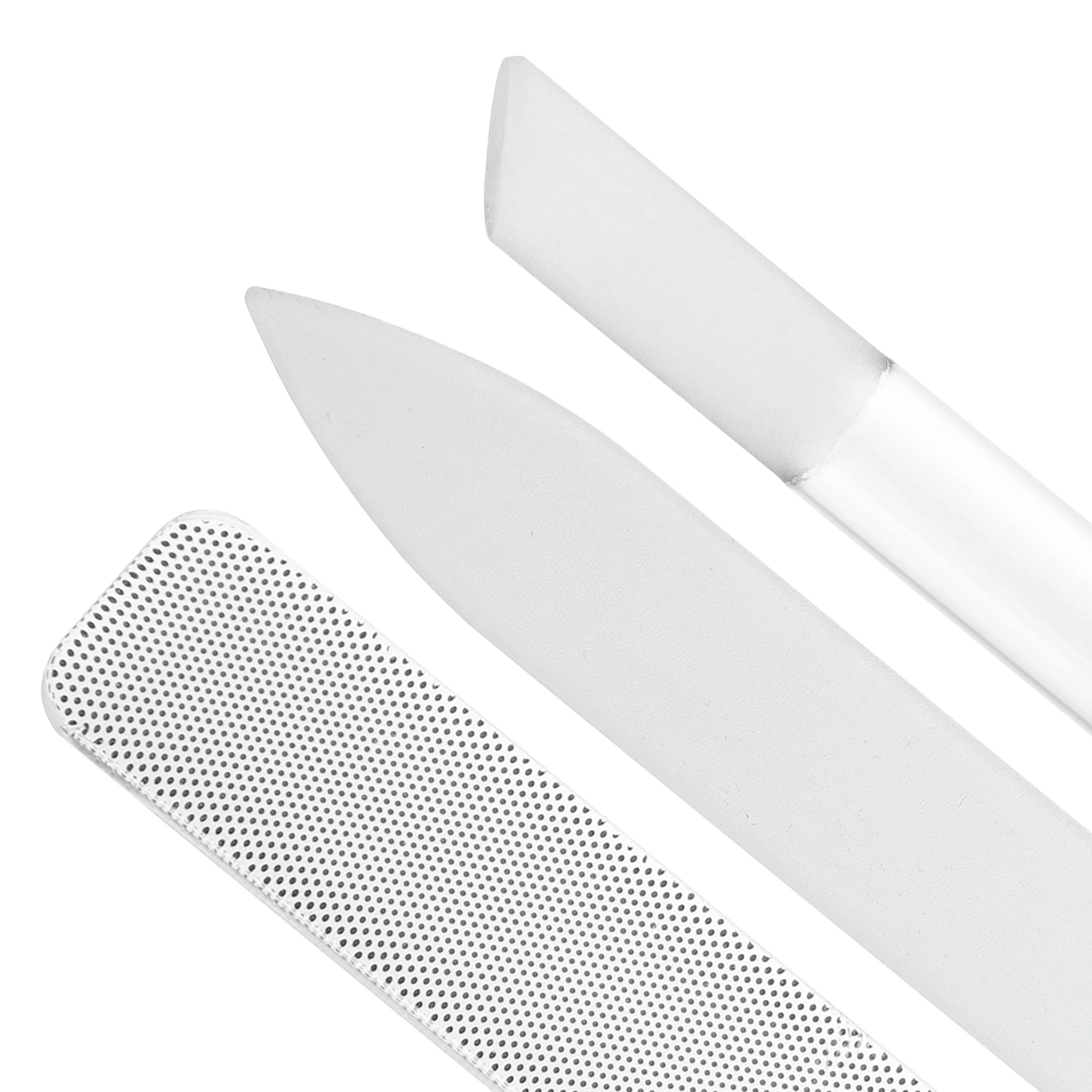 Tweezerman Professional Glass Nail Care Set - Manicure & Pedicure Kit with Cuticle Pusher, Nail File & Buffer - Perfect for At-Home Nail Grooming & Salon-Quality Results