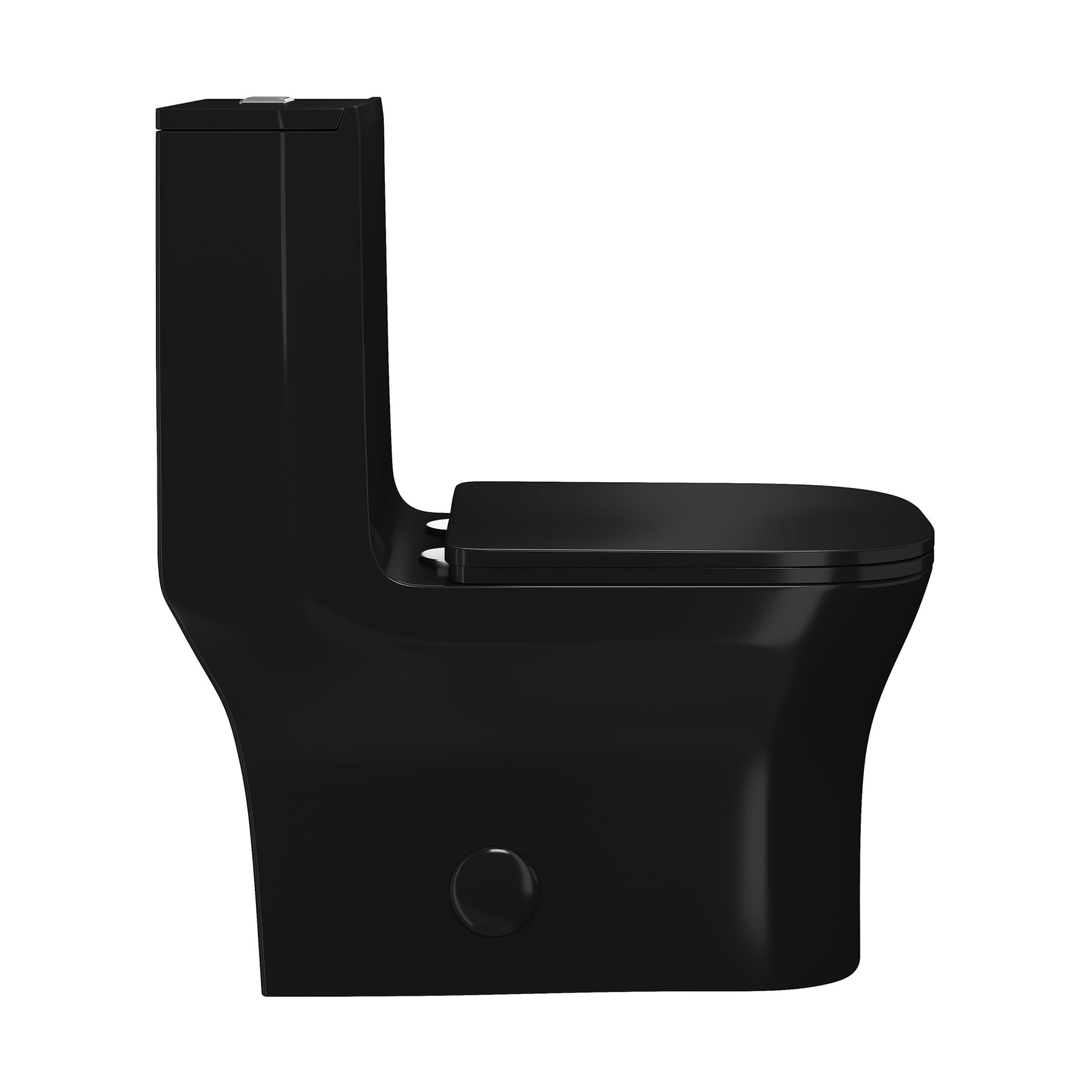 Concorde One Piece Square Toilet with Dual Flush 1.1/1.6 GPF - Glossy Black Modern Water-Saving Bathroom Fixture for Home & Commercial Use