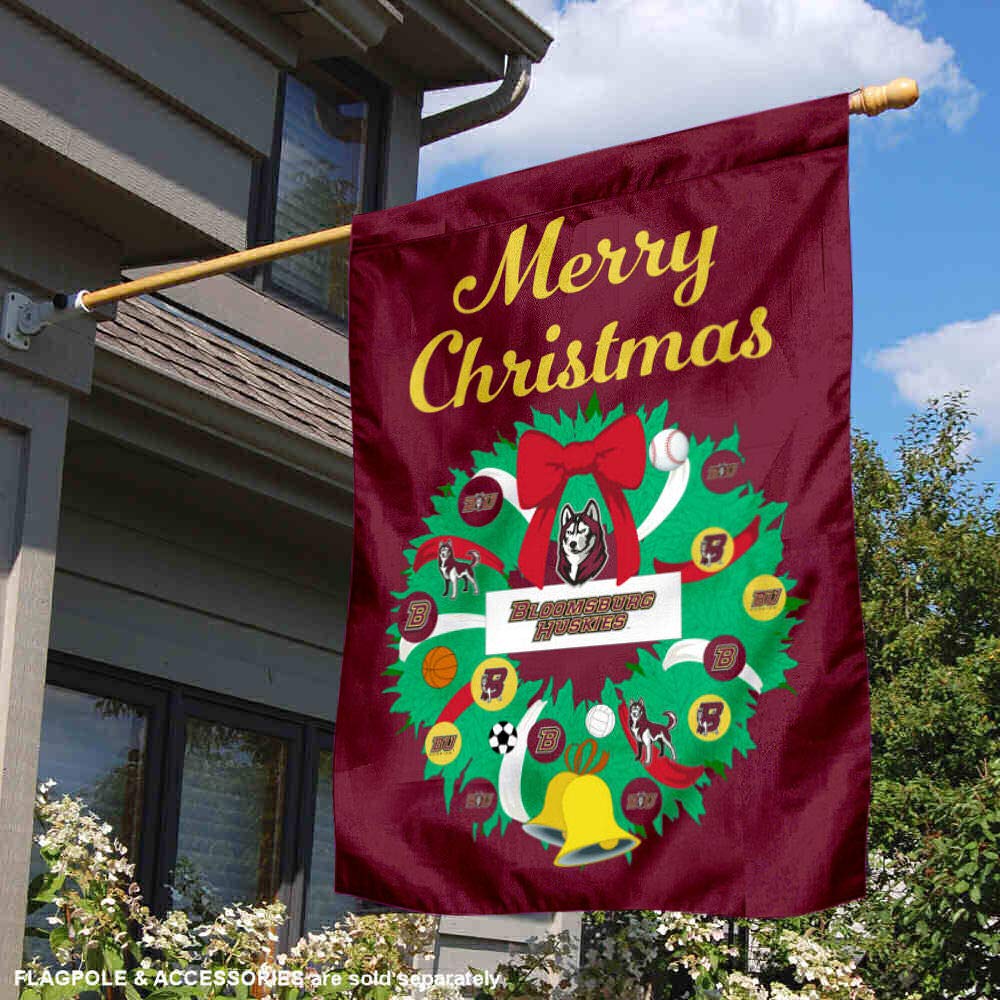 Bloomsburg Huskies Happy Holidays Christmas Banner Flag - Perfect for Home Decor, School Spirit, and Festive Celebrations