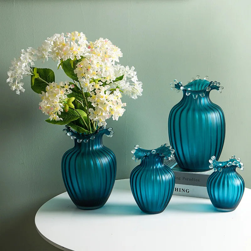 Wave Ripple Glass Vase - Elegant Handmade Decorative Vase for Home, Wedding, and Event Centerpieces - Perfect for Flowers, Candles, and Table Decor