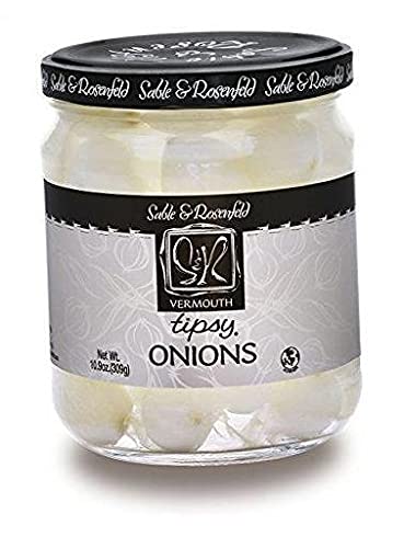 Premium Cocktail Onions in Jar - Sable & Rosenfeld Tipsy Onions with French Vermouth | Pickled Silverskin & Pearl Onions for Martinis, Gibsons & Bloody Marys | 10.9oz (Pack of 2) | Perfect for Home Bars & Gourmet Cocktail Parties