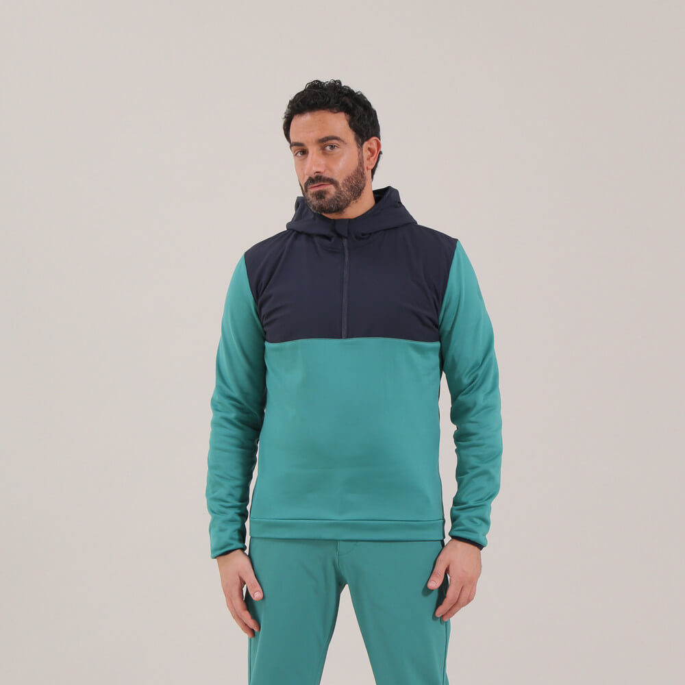 PINTUS PRO THERM® Men's Lightweight Hooded Quarter Zip Pullover Fleece Jacket - Warm & Breathable for Outdoor Hiking, Running, Camping