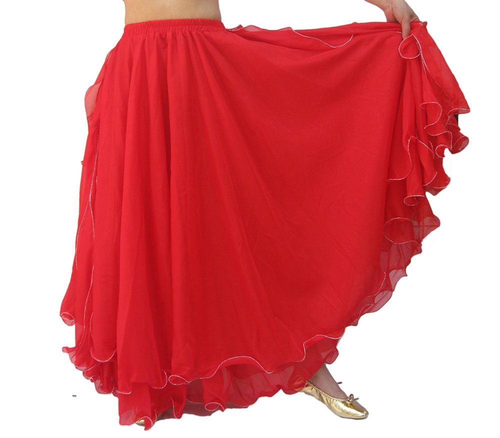 Elegant White Chiffon Long Belly Dance Skirt with Slits - Boho Gypsy Belly Dance Costume for Bollywood Performances & Festival Wear