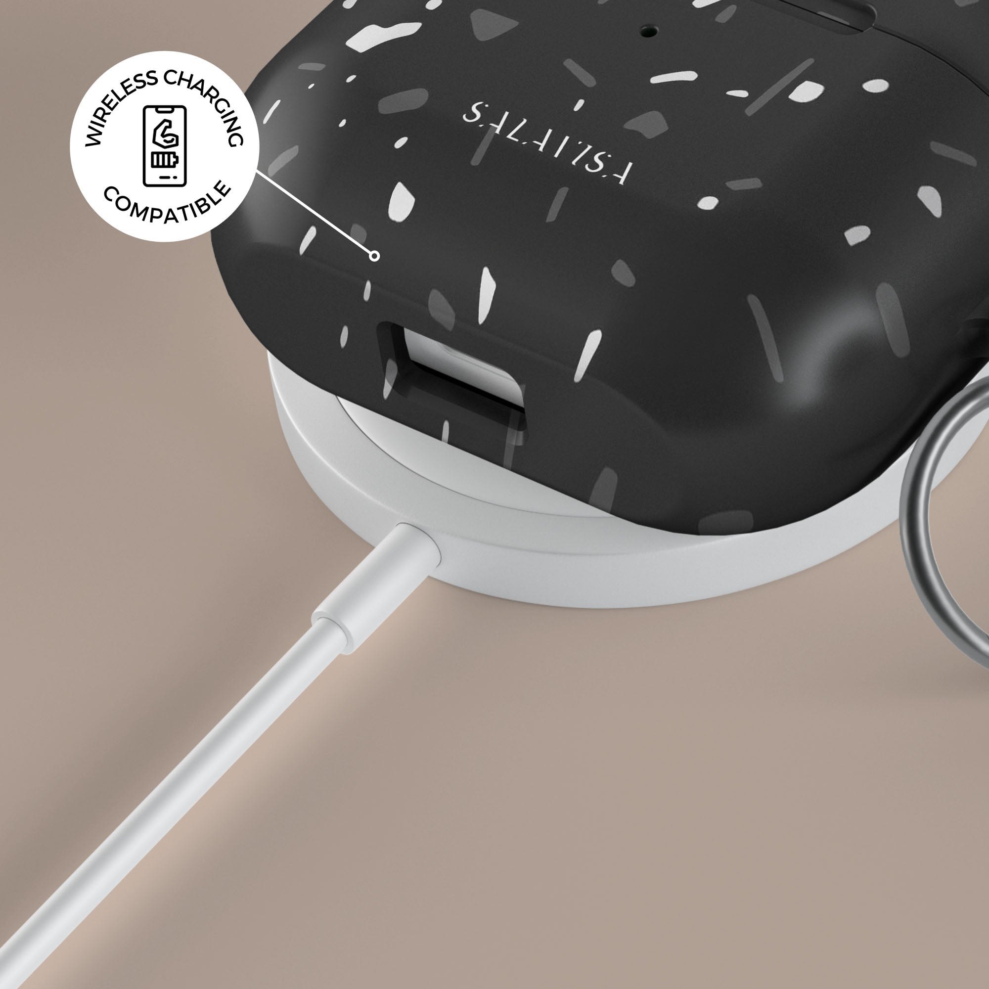 Black Terrazzo AirPods Case - Stylish Protective Cover for AirPods 1/2/3/Pro - Durable & Scratch-Resistant - Perfect for Work, Travel & Everyday Use