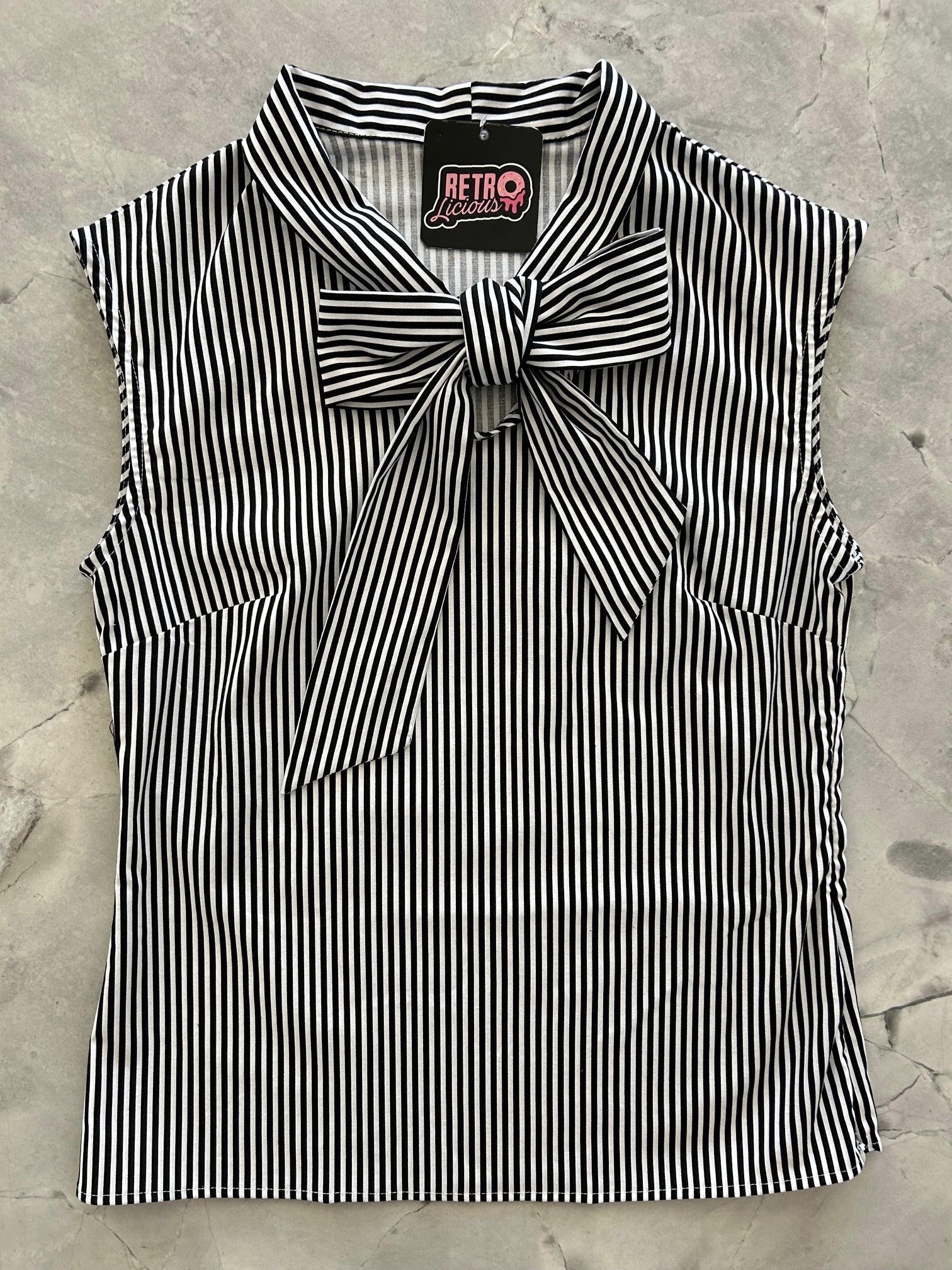 Elegant Black Striped Bow Top for Women - Fashionable Blouse for Casual & Party Wear - Perfect for Date Nights, Office, and Special Occasions