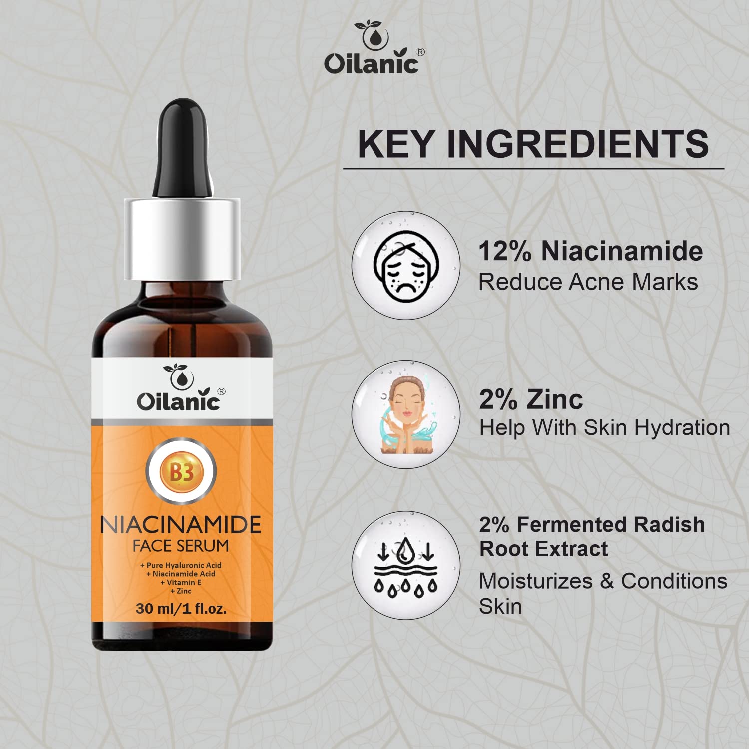 Oilanic Niacinamide 10% Face Serum with Vitamin B3 & Hyaluronic Acid - Brightening & Hydrating Treatment for Dry, Sensitive, Oily & Acne-Prone Skin - 2 Pack (30ml Each) - Perfect for Daily Skincare Routine & Blemish Control