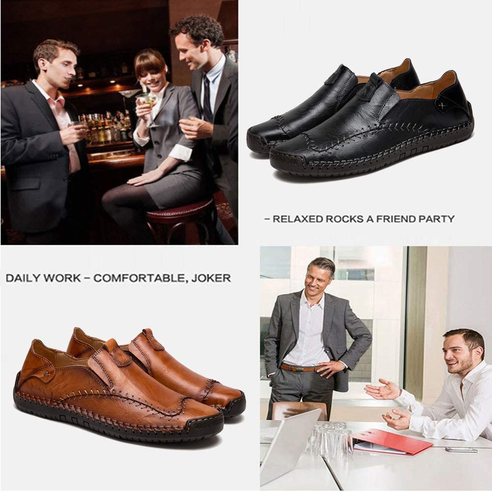 Men's Leather Loafers - Casual Dress Shoes for Driving, Penny Boat Moccasins & Oxford Slippers - Comfortable Walking Shoes for Work, Office & Daily Wear