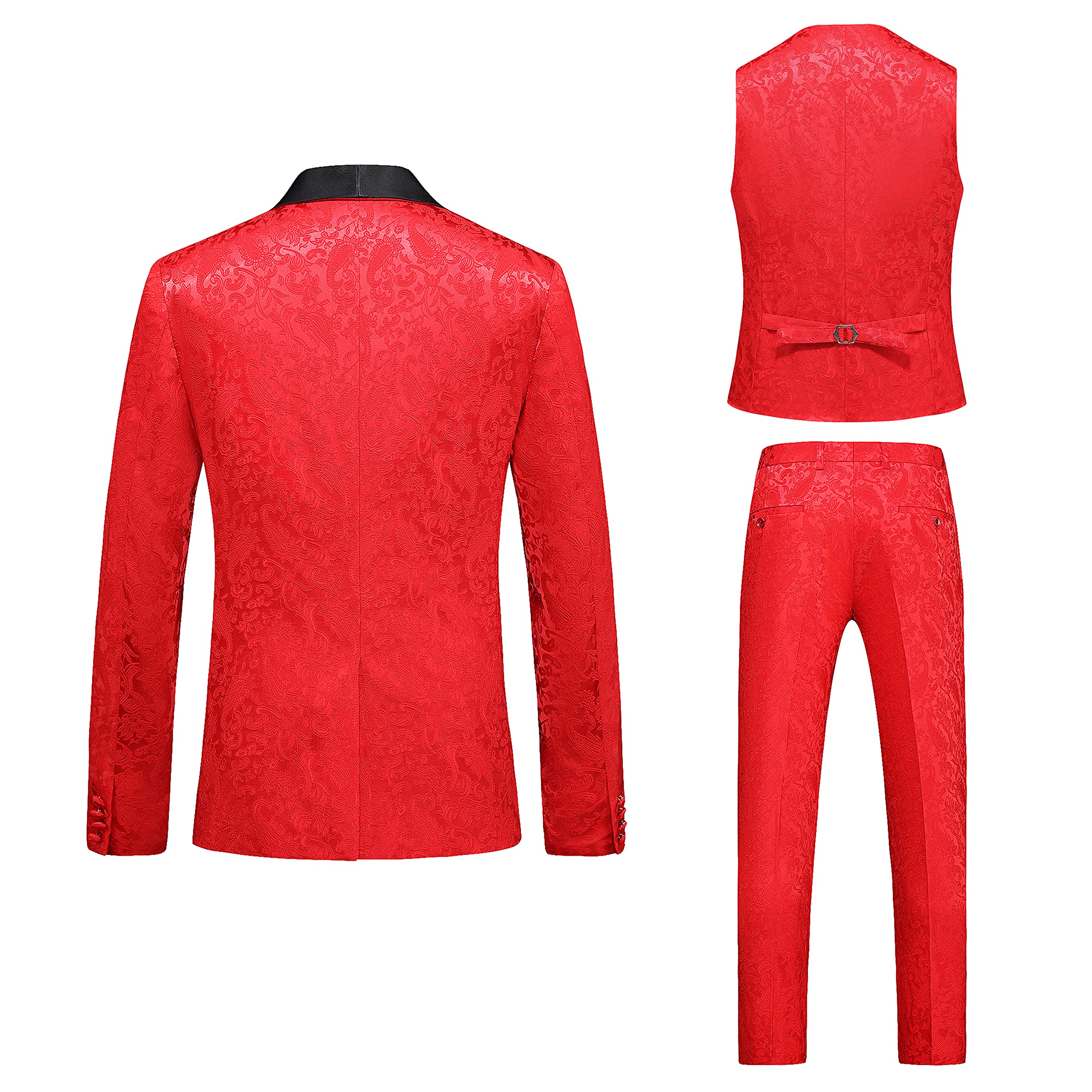 UNINUKOO Men's Slim Fit 3-Piece Jacquard Suit - 1 Button Shawl Collar Tuxedo for Wedding, Prom & Formal Events | Premium Business & Evening Wear for Grooms & Professionals