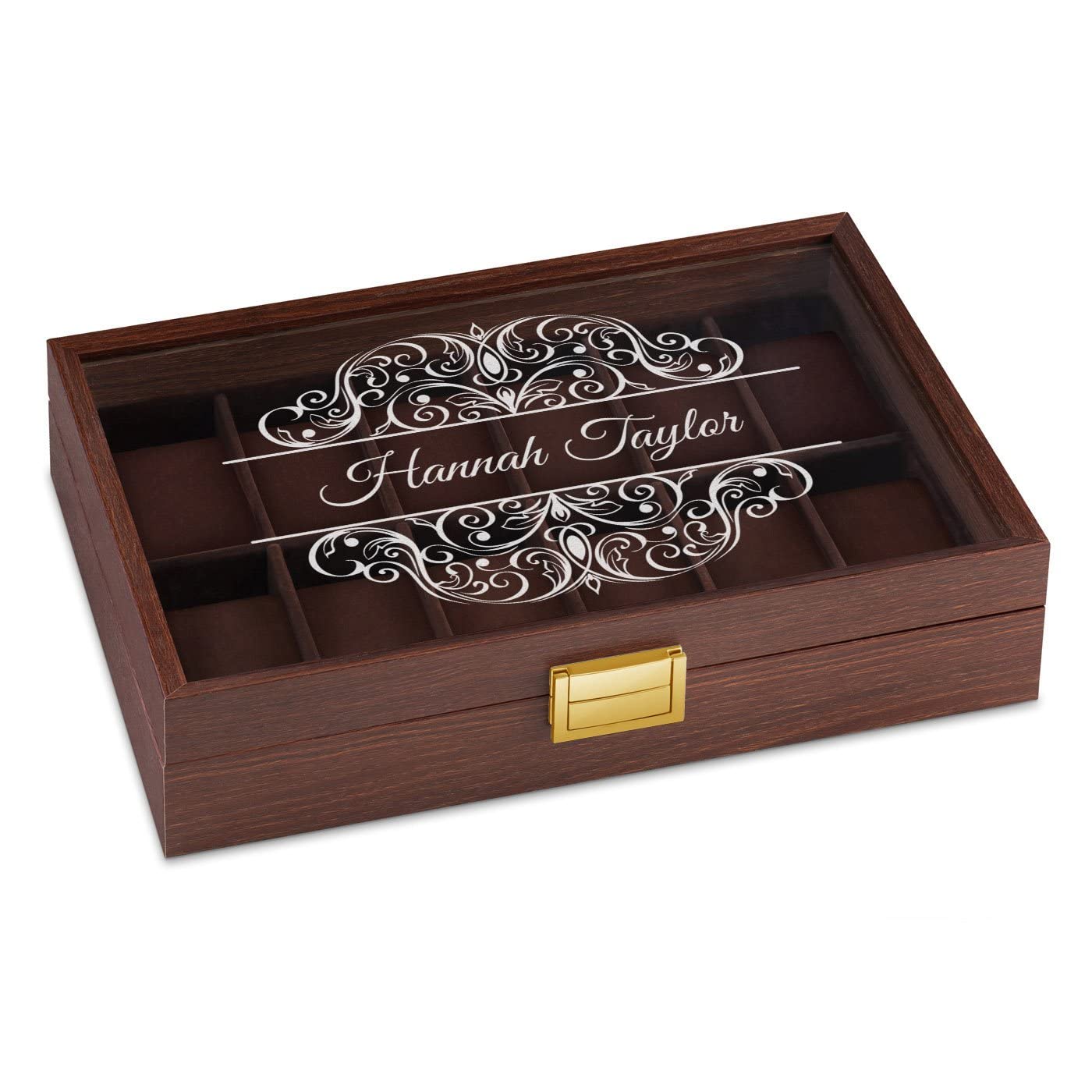 Elegant Engraved Watch Box for Women - 12 Slot Decorative Watch Display Holder - Personalized Gift for Her, Mum, Birthday - Perfect for Jewelry Storage & Display in Bedroom, Dresser, Vanity