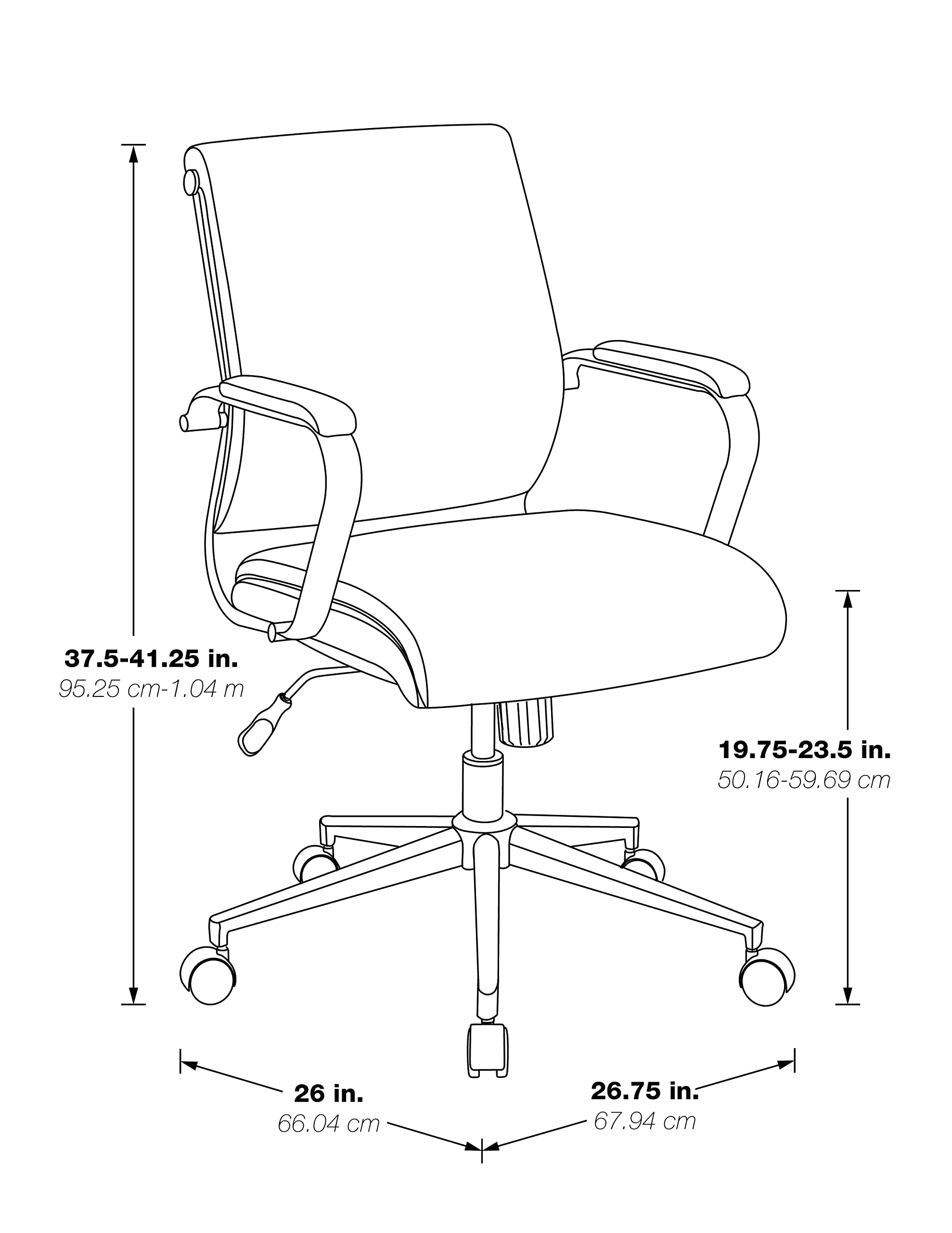 Office Star Antimicrobial Manager's Adjustable Office Chair with Chrome Base - Mid-Back Ergonomic Desk Chair with Dillon Black Fabric - Perfect for Home Office, Executive Workspace & Business Meetings