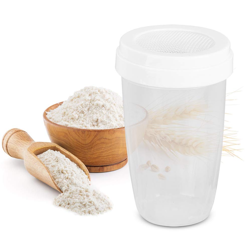 Premium Food Grade Plastic Flour Sifter - Fine Mesh Baking Sieve for Flour, Cocoa & Powdered Sugar - 2.8
