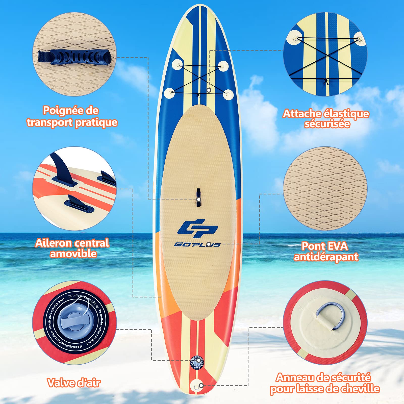 COSTWAY Inflatable Stand Up Paddle Board with Complete Accessories & Carry Bag | Non-Slip Deck for Paddling, Surfing, Fishing & Water Yoga | 297-335cm Multiple Sizes | Perfect for Lakes, Rivers & Ocean Recreation