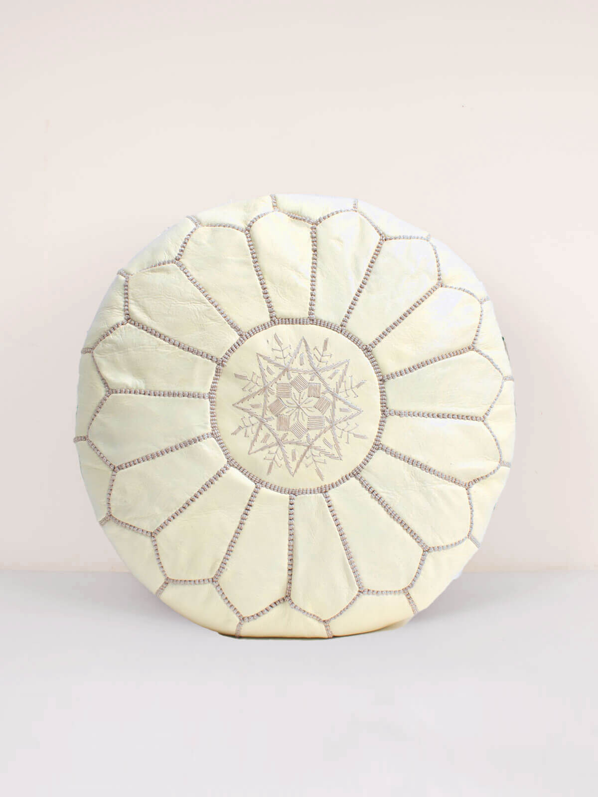 Handmade Moroccan Leather Pouffe Ottoman - Pale Lemon Yellow Boho Chic Footstool for Living Room, Bedroom & Nursery | Perfect for Cozy Seating, Extra Storage & Home Decor