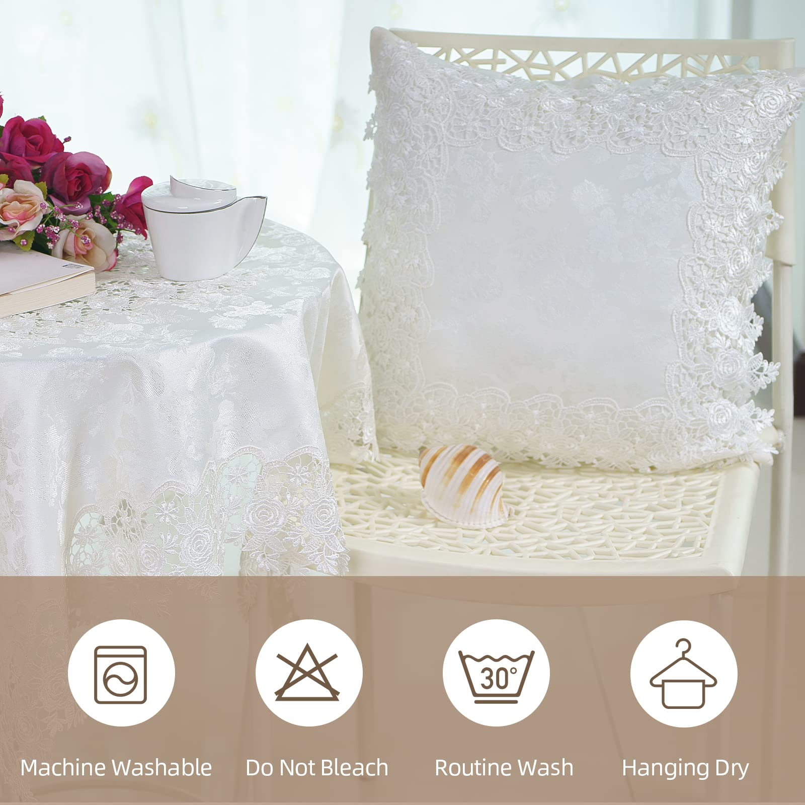 18x18 Inch White Lace Pillow Covers Set of 2 - Soft Farmhouse Throw Pillow Covers with Exquisite Embroidery for Couch, Sofa & Bed - Perfect for Living Room, Bedroom & Home Decor
