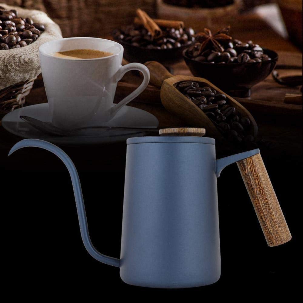 Premium 600ml Stainless Steel Gooseneck Drip Coffee Pot with Ergonomic Handle - Perfect for Pour Over Coffee, Chemex & French Press Brewing (Blue)