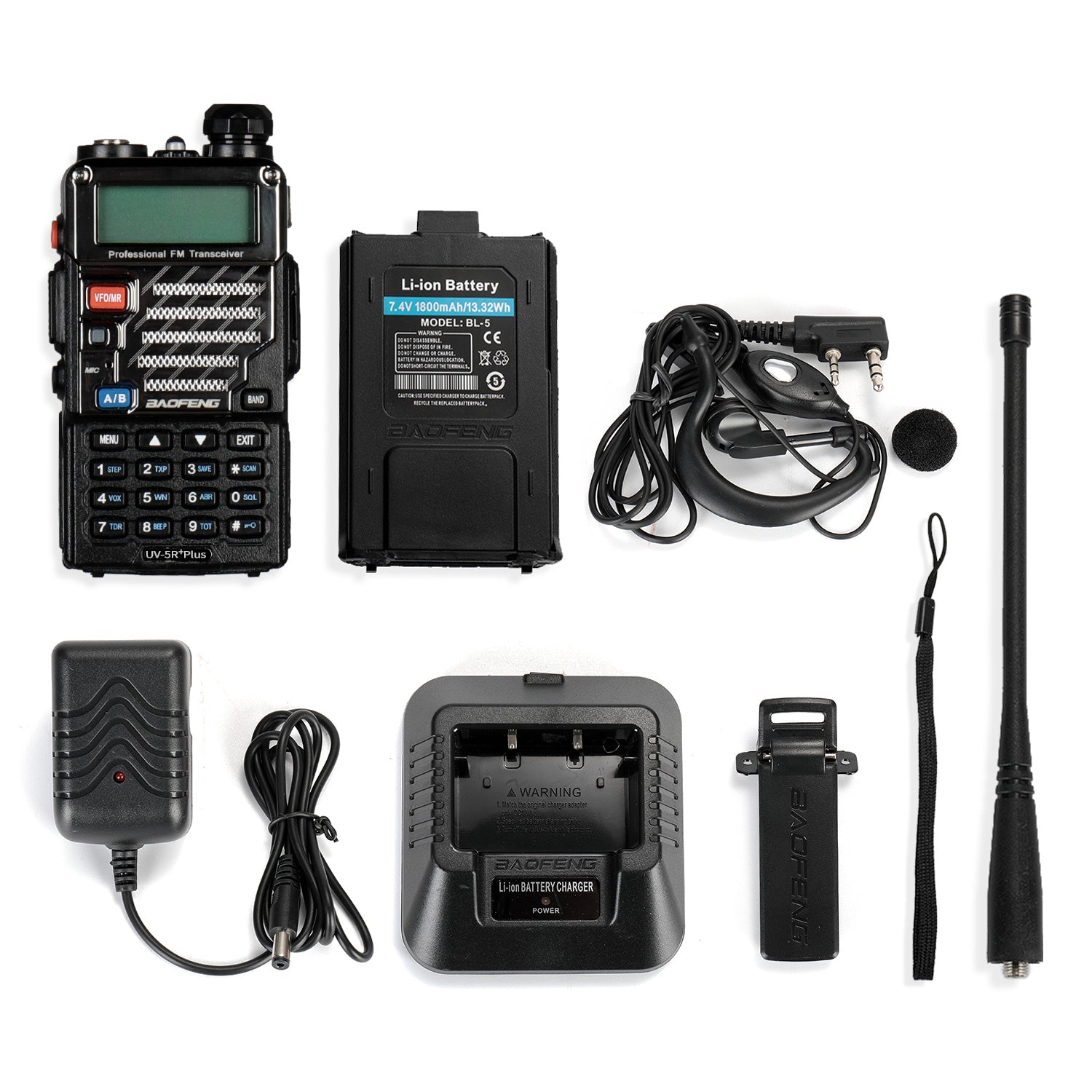 Baofeng UV-5R PLUS Two-Way Radio [5 Pack] - Dual Band 136-174/400-520MHz, 4W/1W Power, 128 Channels, LED Flashlight - Ideal for Outdoor Adventures, Emergency Communication & Hiking