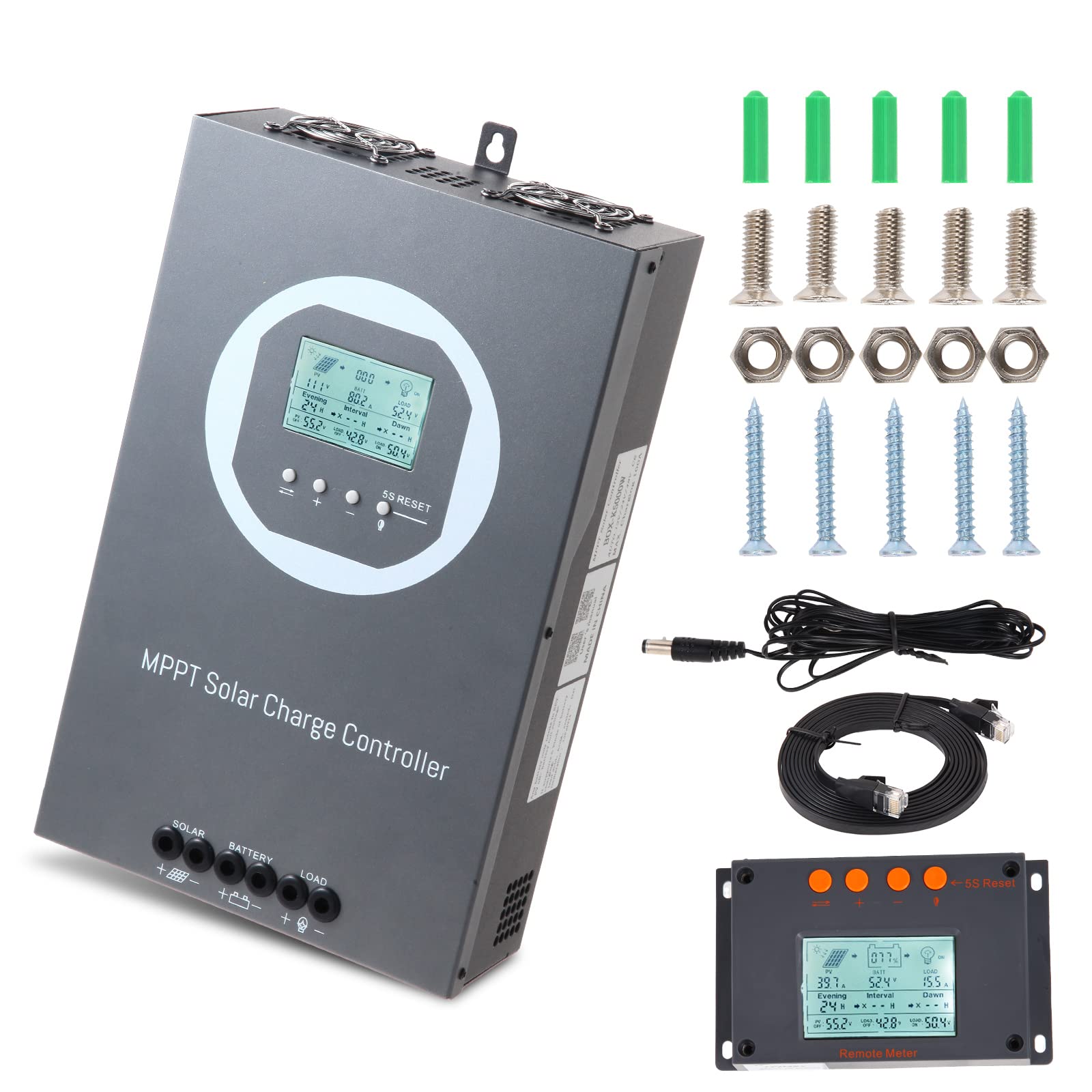 100A MPPT Solar Charge Controller 12V/24V/36V/48V Auto, 150V Max PV Input, 5000W Power - Compatible with AGM/Gel/Flooded/Lithium Batteries - Perfect for Off-Grid Solar Systems, RV, Marine, and Home Energy Storage